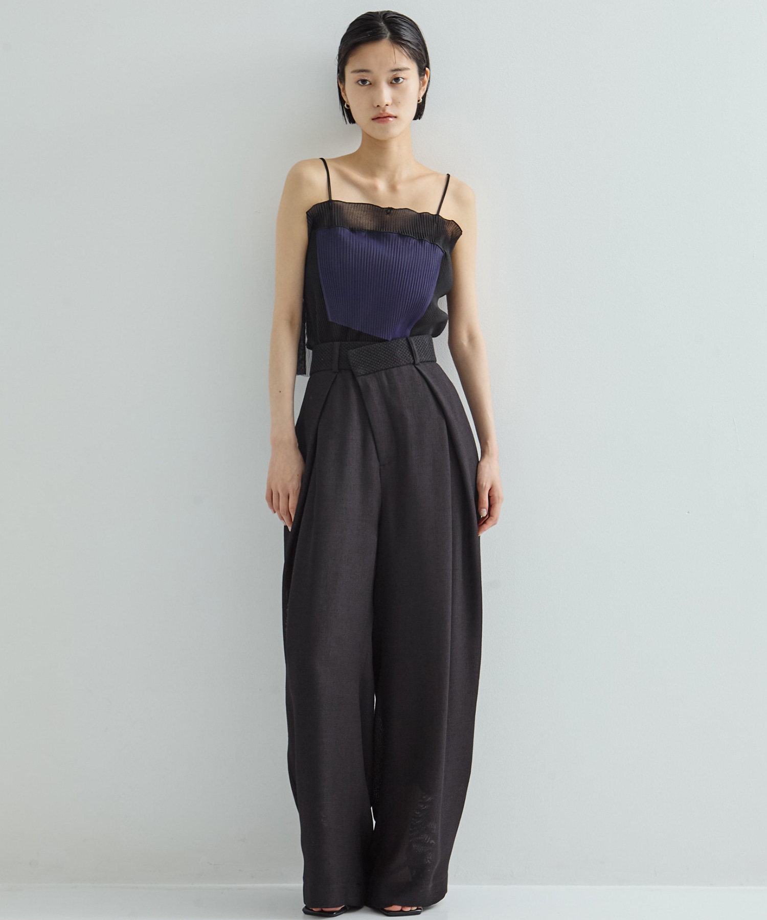 Asymmetric Front Mesh Trousers STUDIOUS