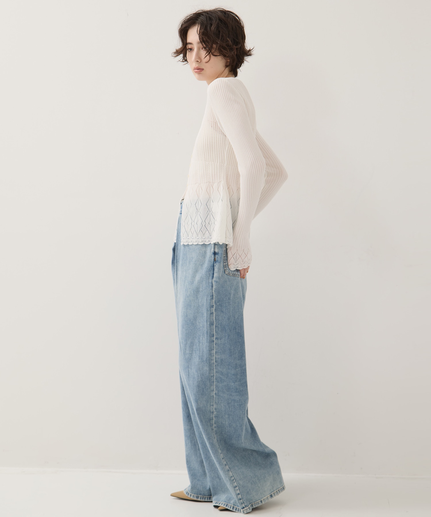別注WASHED DENIM FOLDED WIDE PANTS (SHORT LENGTH) JOHN LAWRENCE SULLIVAN