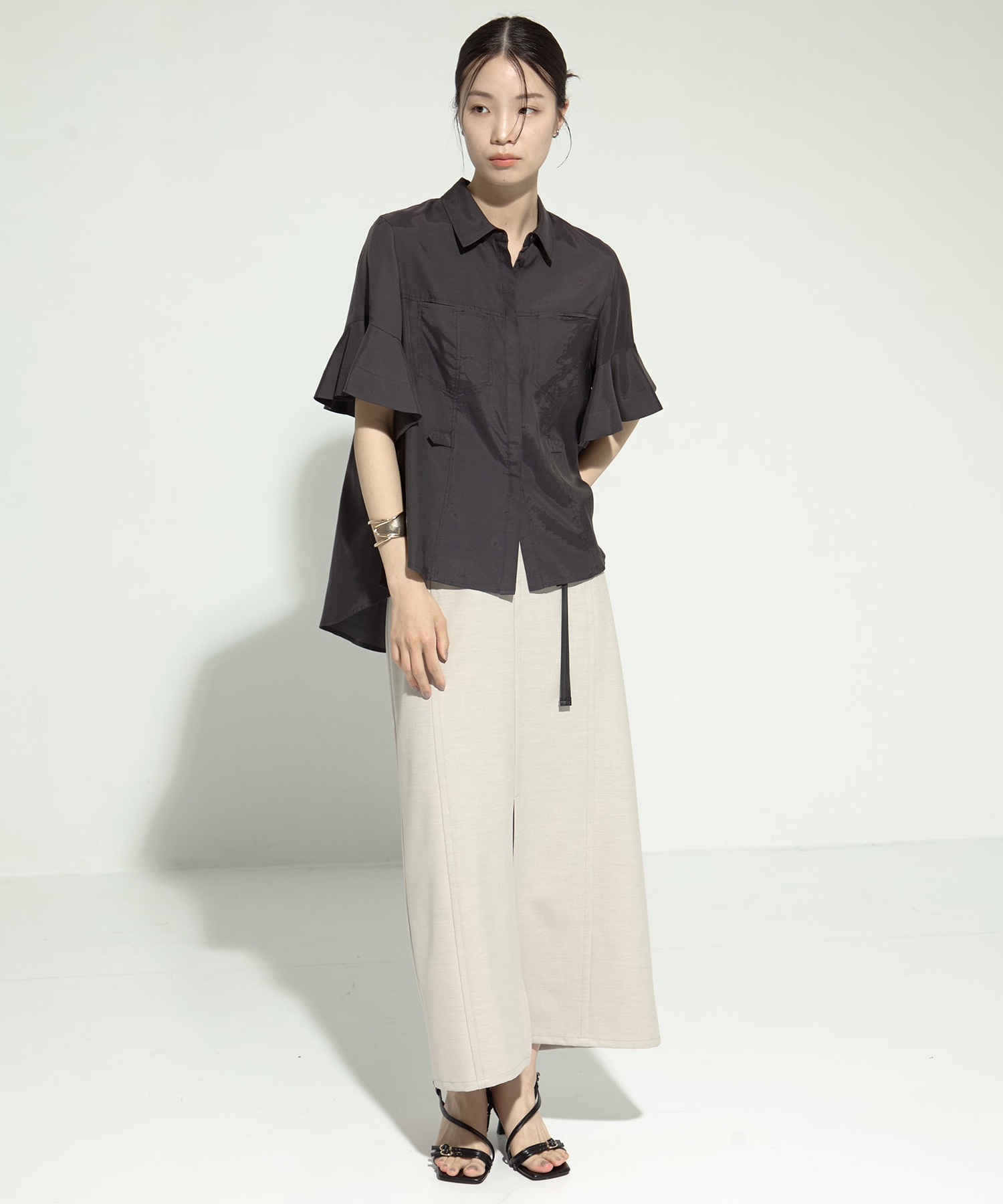 Leather Belted Straight SK STUDIOUS
