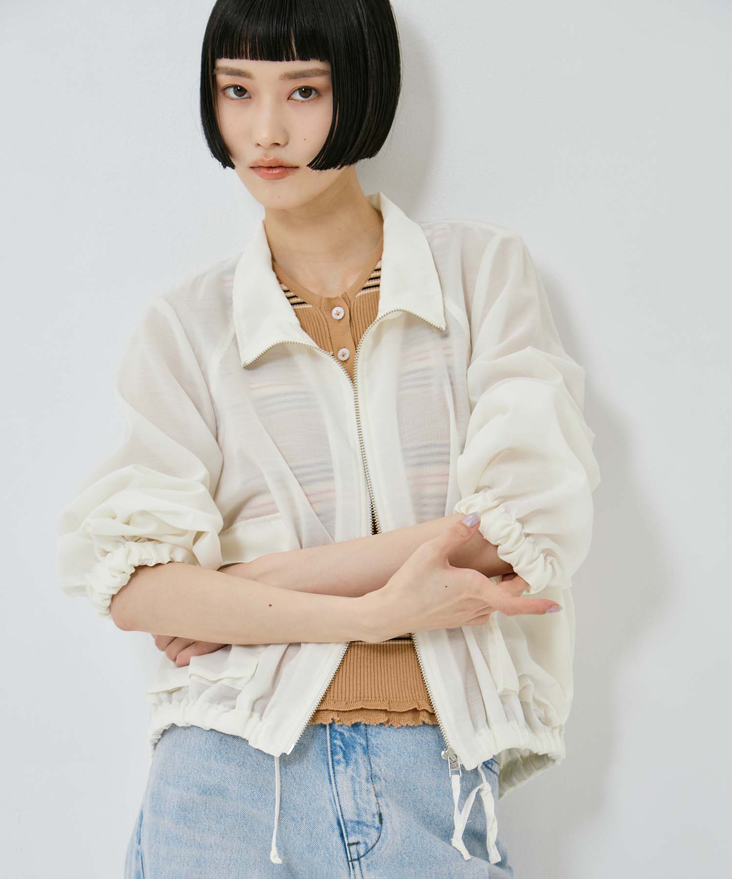 SHEER ZIP BLOUSON STUDIOUS