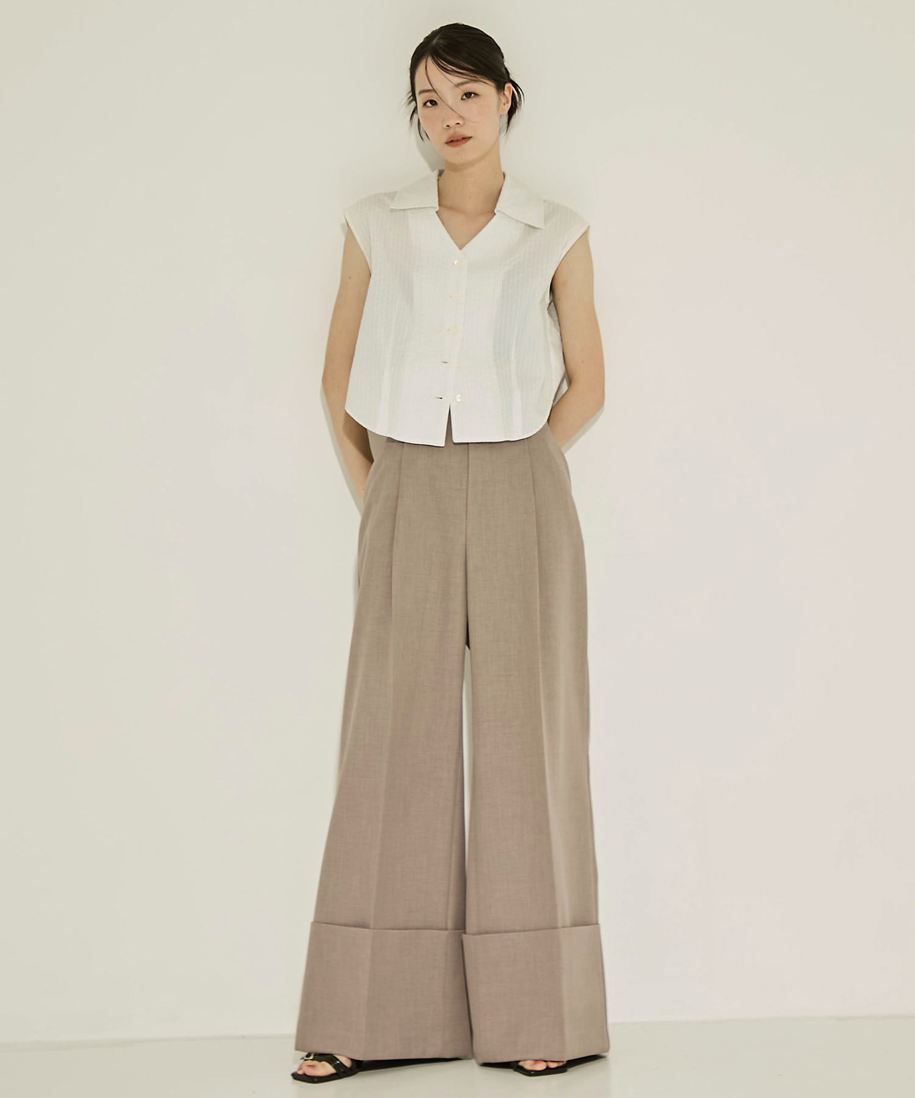 Seersucker Sleeveless Shirt STUDIOUS