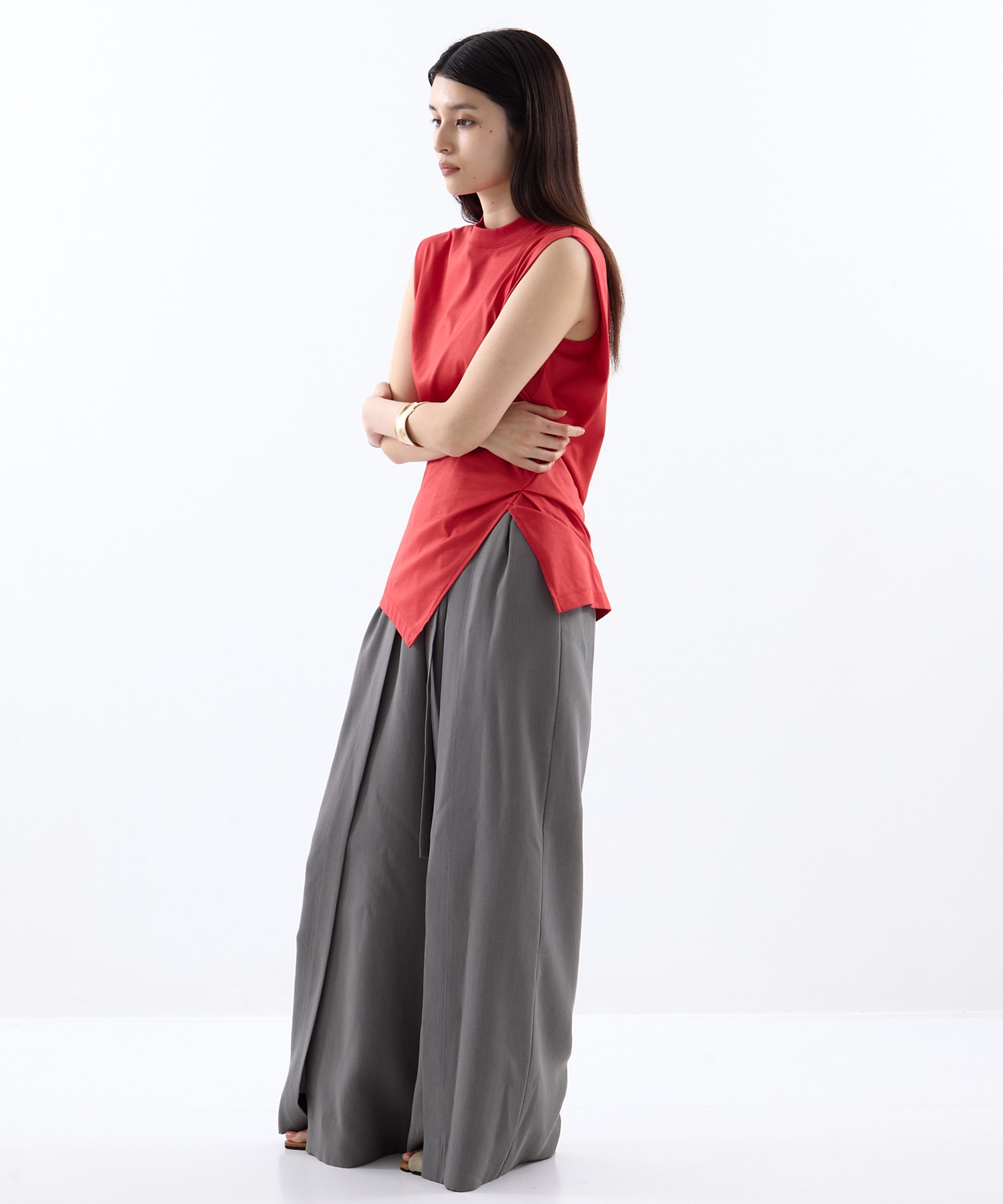 Cotton Jersey Asymmetric Sleeveless Top Mame Kurogouchi