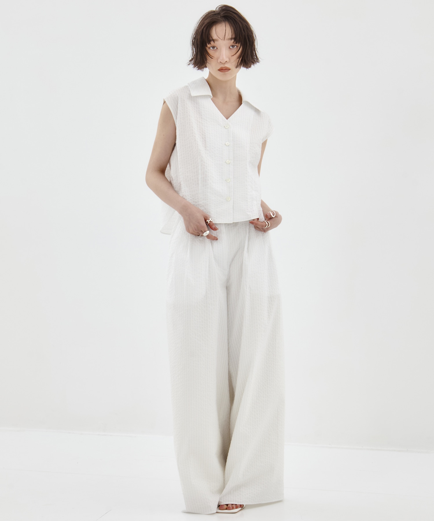 Seersucker Flare Pants STUDIOUS