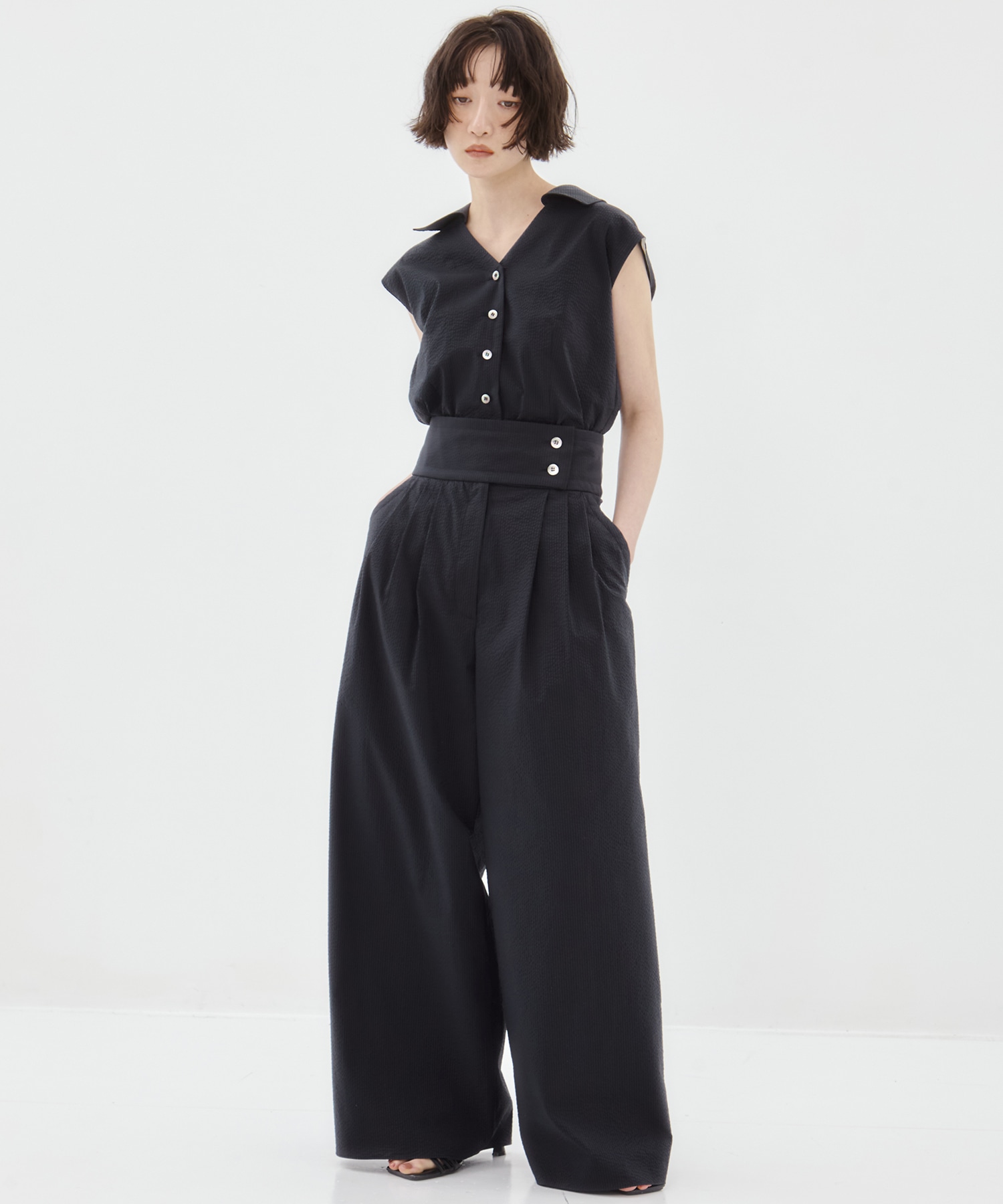 Seersucker Flare Pants STUDIOUS