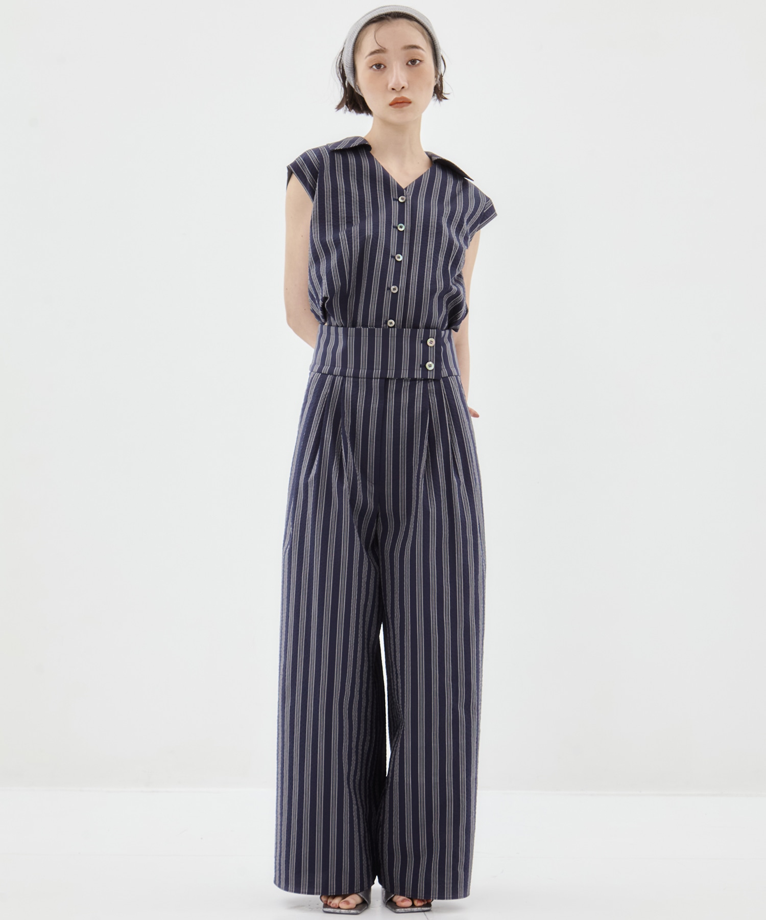 Seersucker Flare Pants STUDIOUS