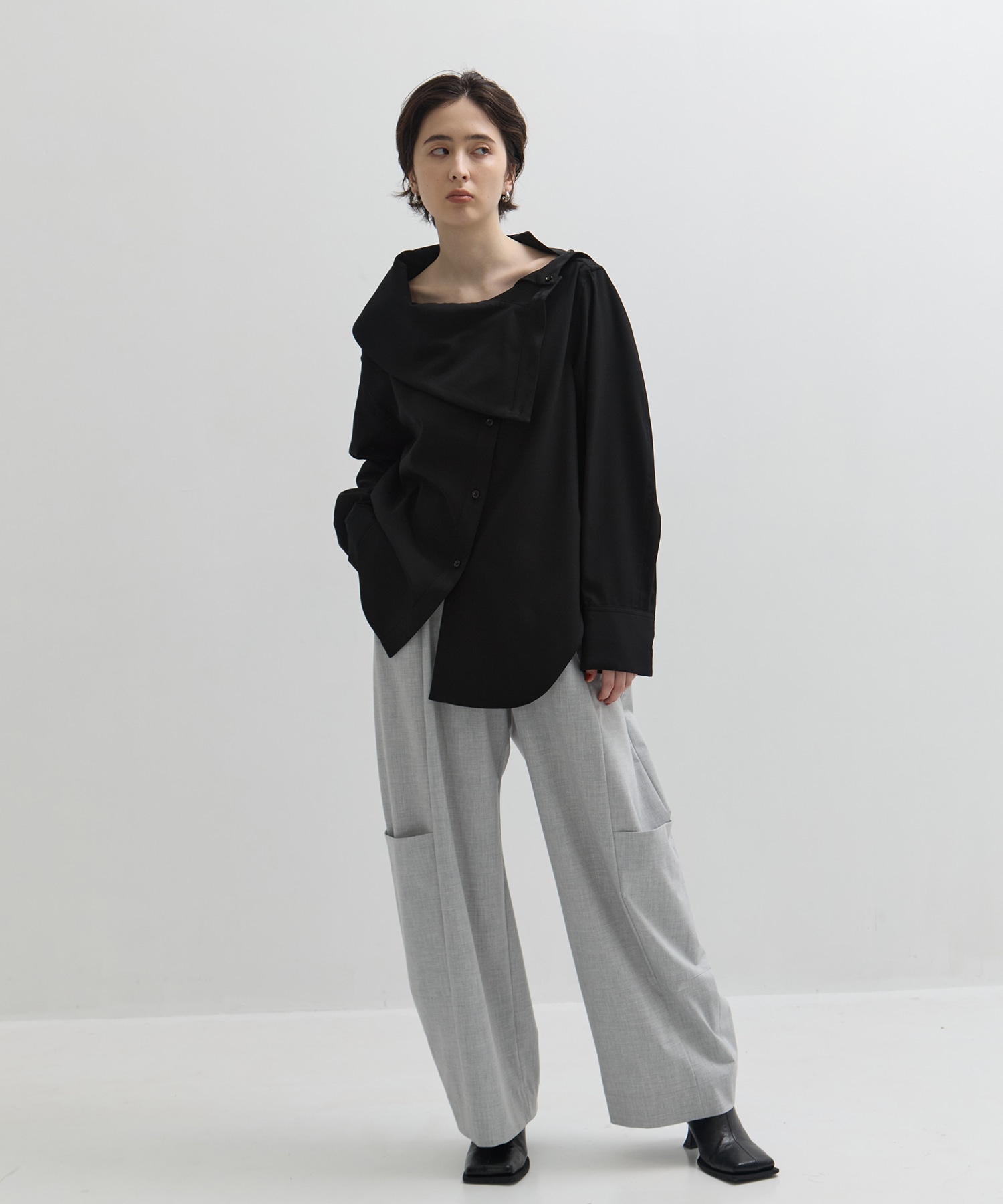 Viscose Wool Big Collar Shirt STUDIOUS