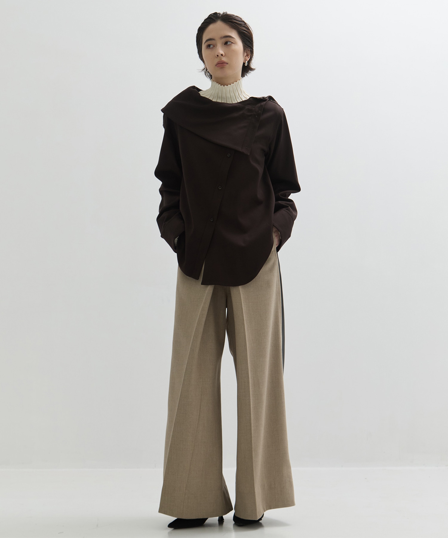 Viscose Wool Big Collar Shirt STUDIOUS