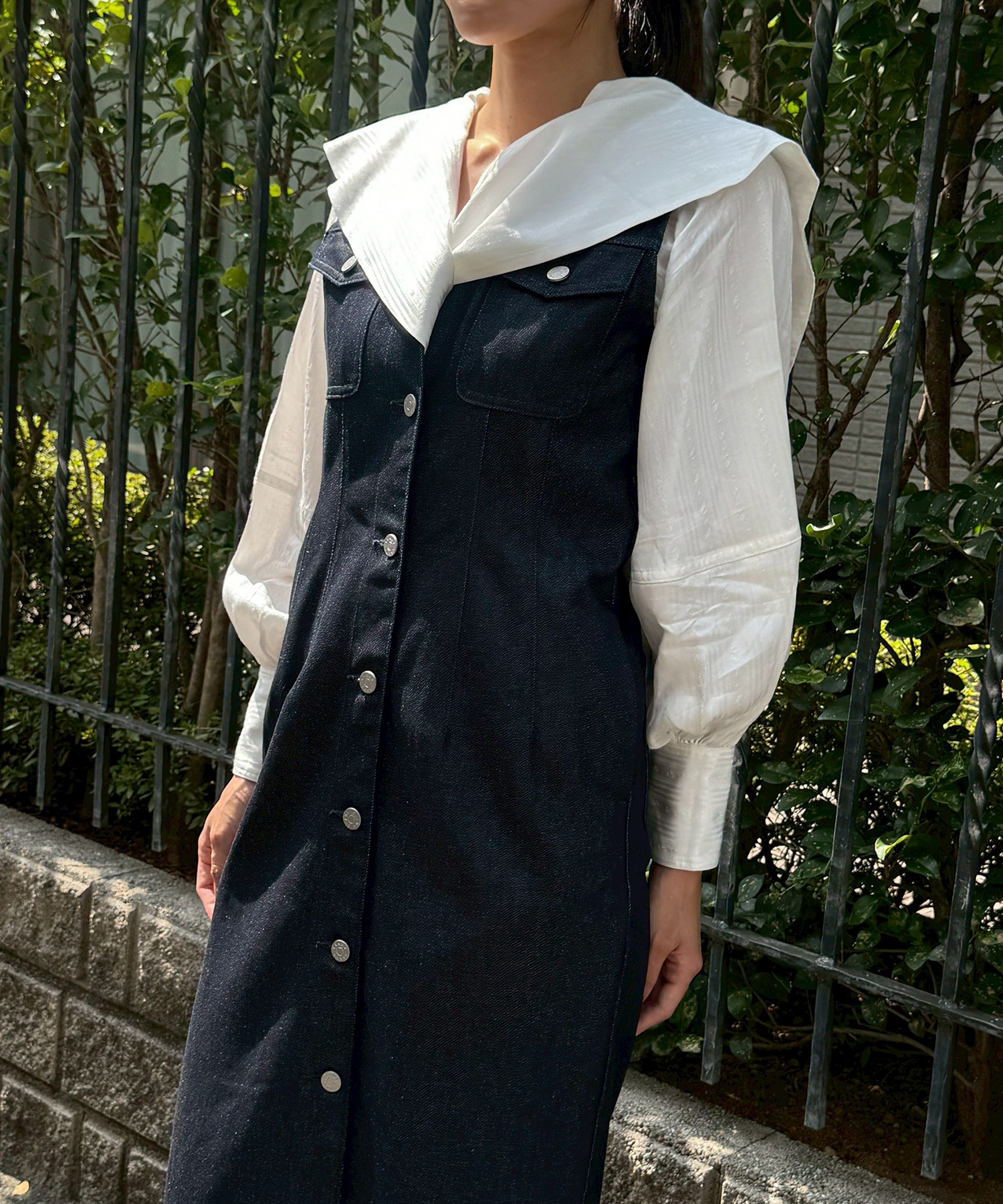 Rosejaquard stripsailor collar blouse FETICO