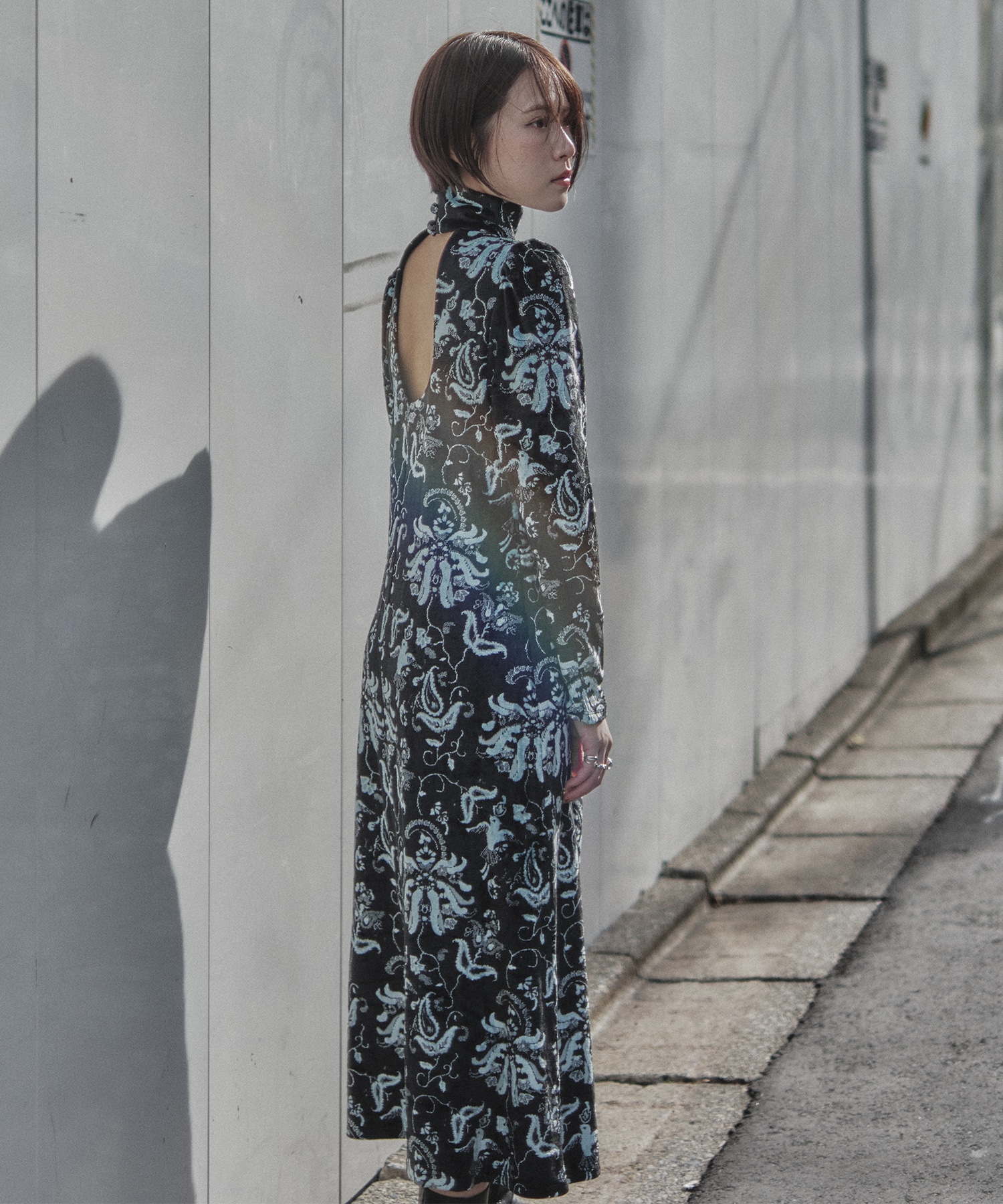 ★mame kurogouchi完売Pedicel Jerseyハイネックドレス Velour Jersey High Neck Dress(1 BLACK): Mame Kurogouchi