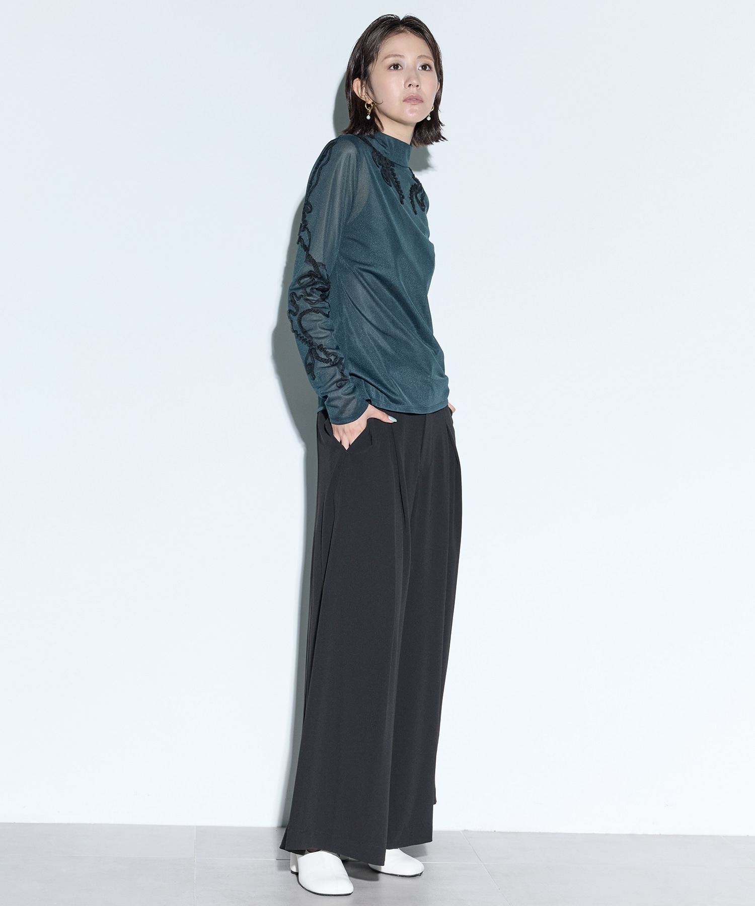 Moon road embroidered sheer top MURRAL