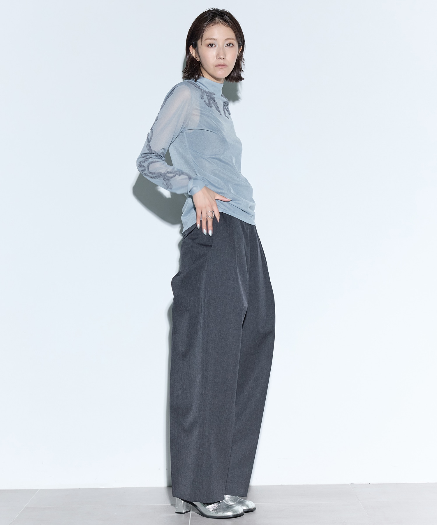 Moon road embroidered sheer top MURRAL