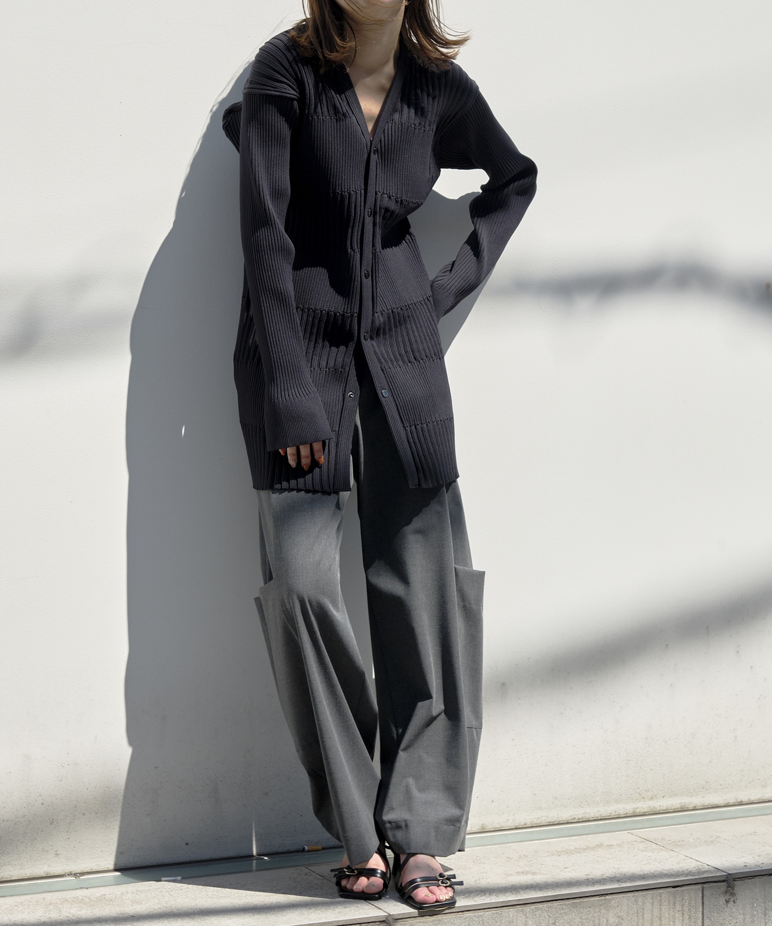 FLUTED LONG CARDIGAN CFCL