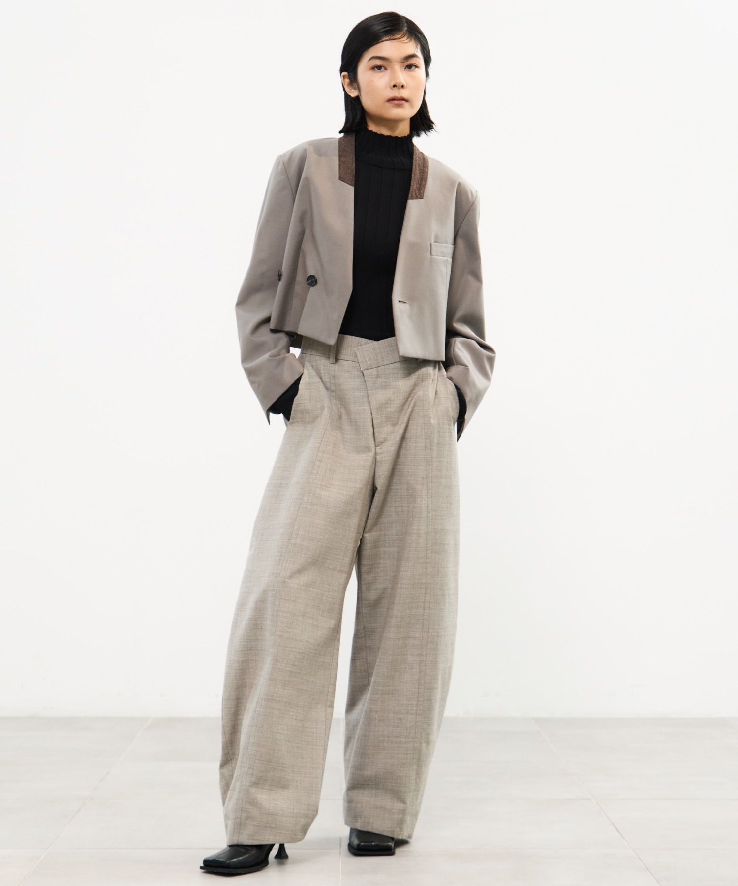 Wool Barrel Leg Trousers STUDIOUS