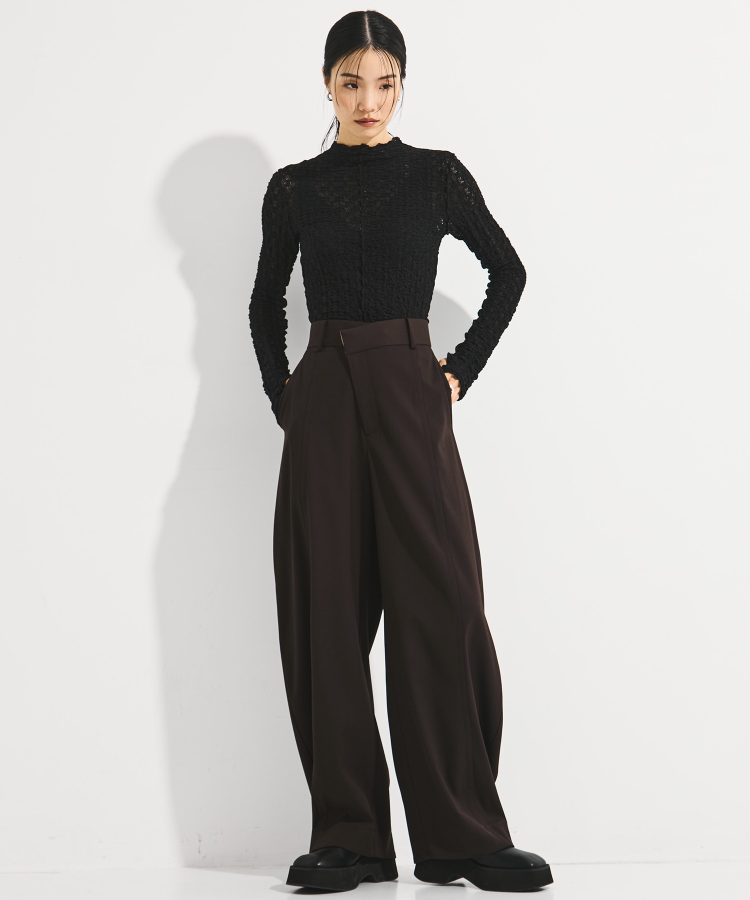 Wool Barrel Leg Trousers STUDIOUS