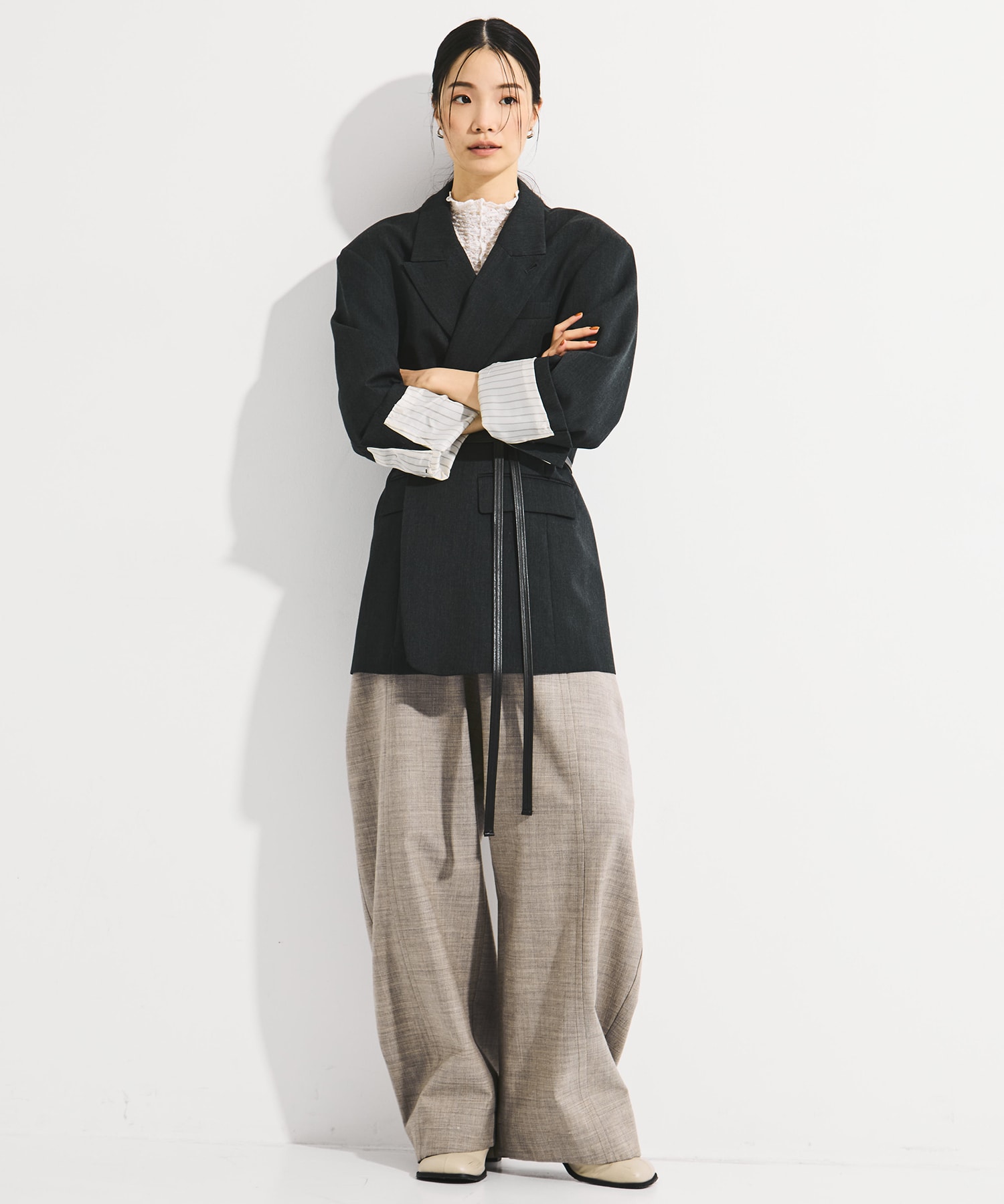 Wool Barrel Leg Trousers STUDIOUS