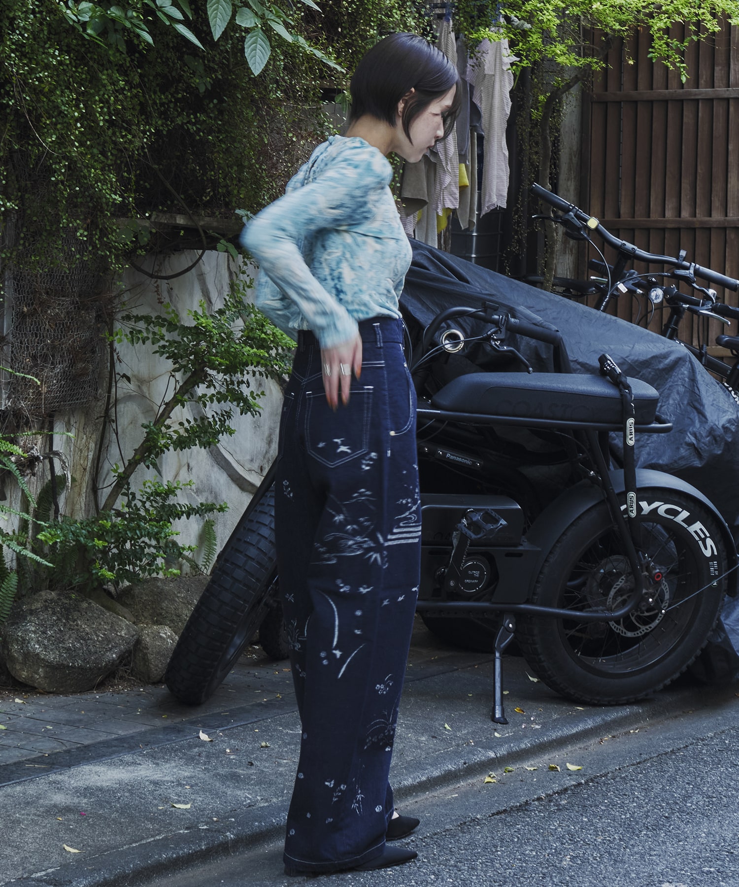 Nature Pattern Jacquard Wide Leg Jeans Mame Kurogouchi