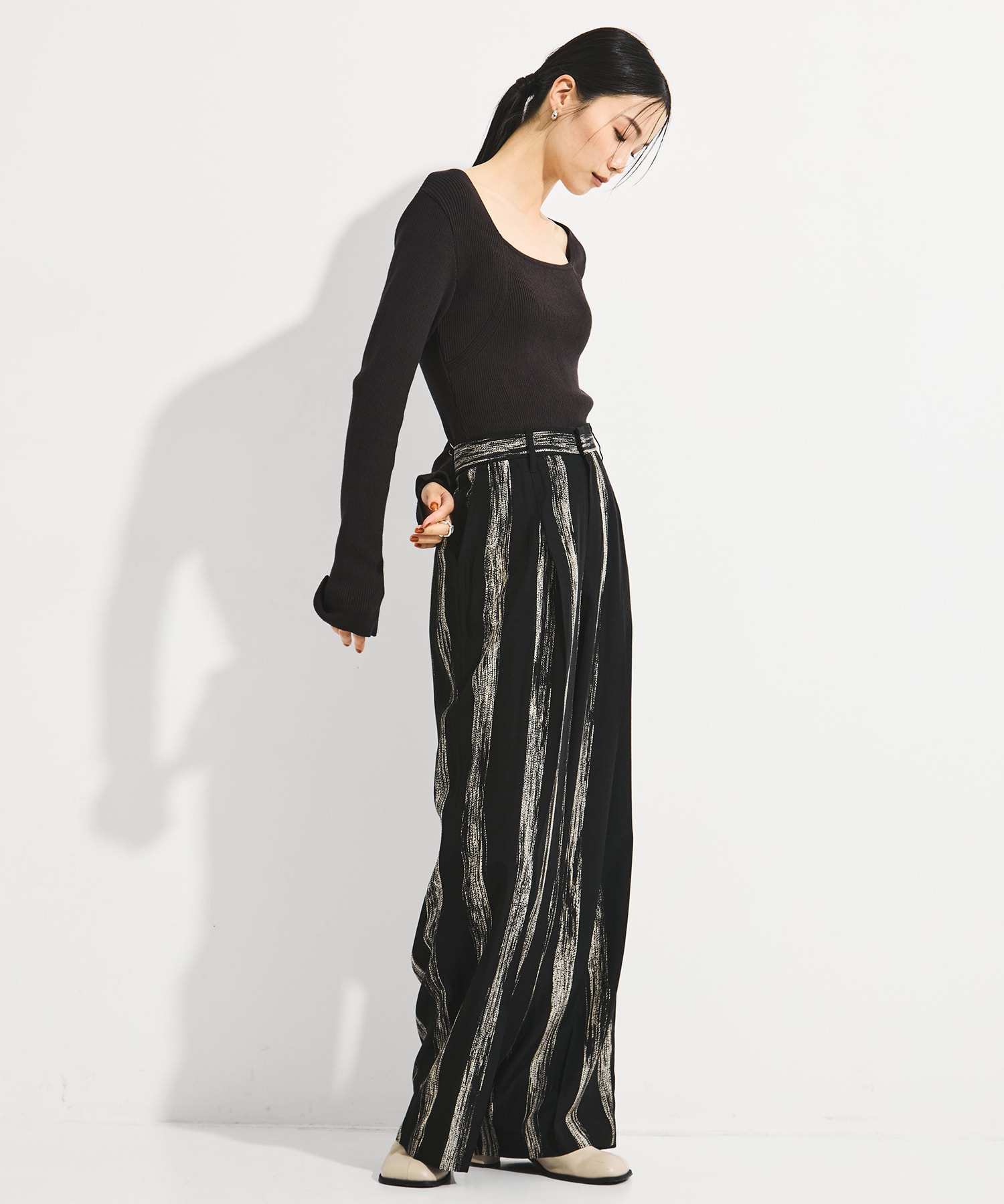 Stitch stripe pants AKIRANAKA
