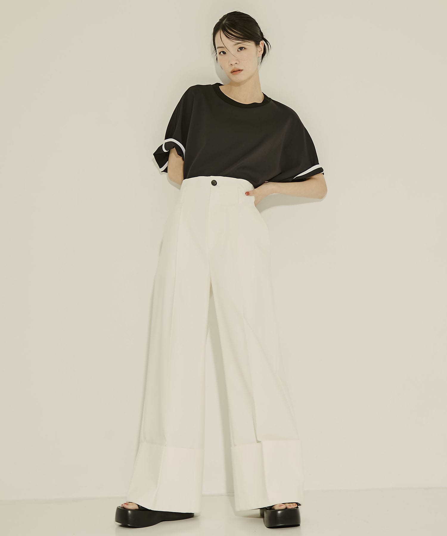 Wide Double Hem Trousers STUDIOUS
