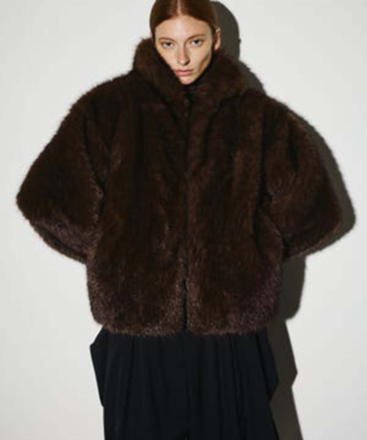 High collar faux fur jacket RIM.ARK