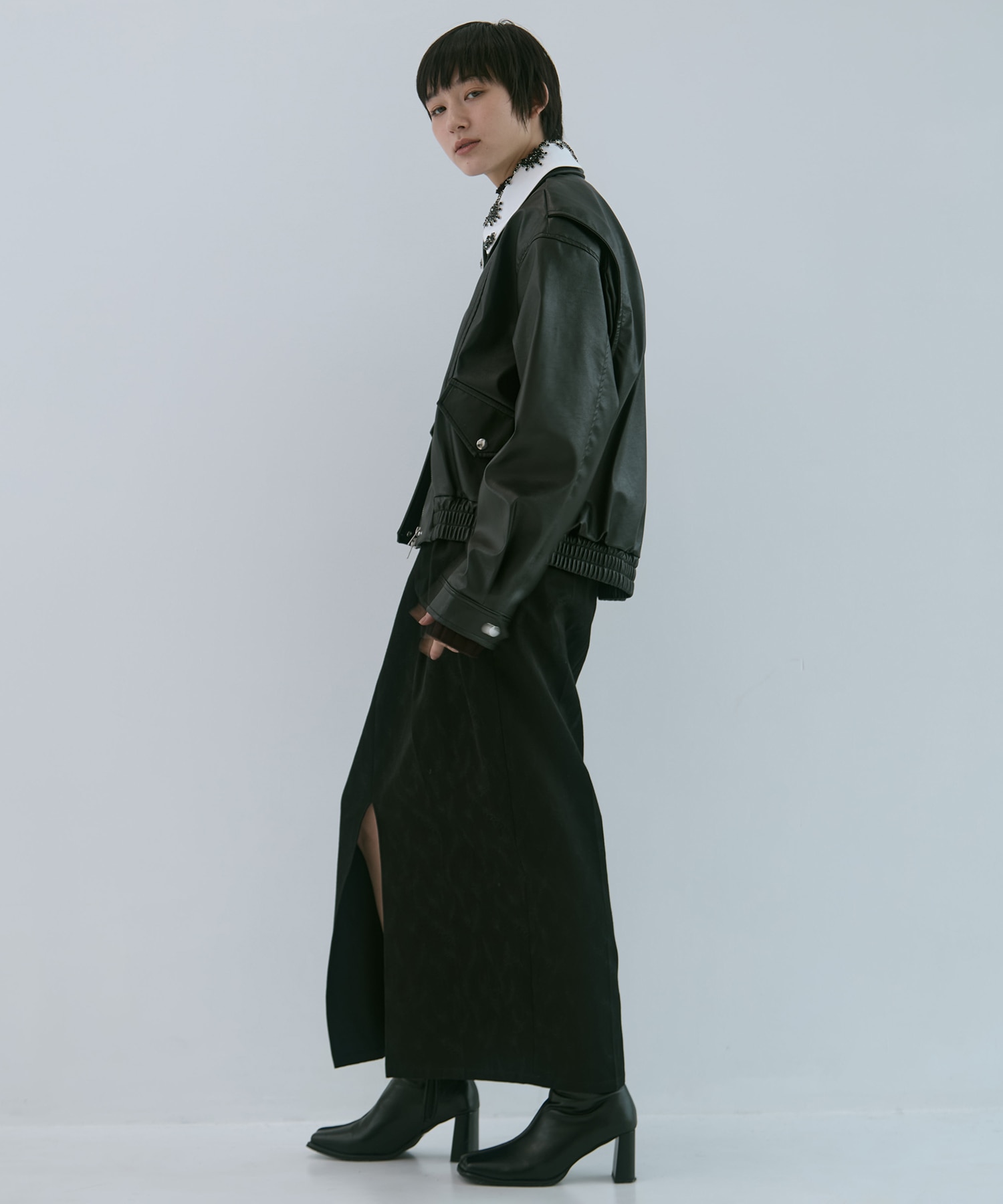 crystal bijou collar 2WAY blouson tanakadaisuke