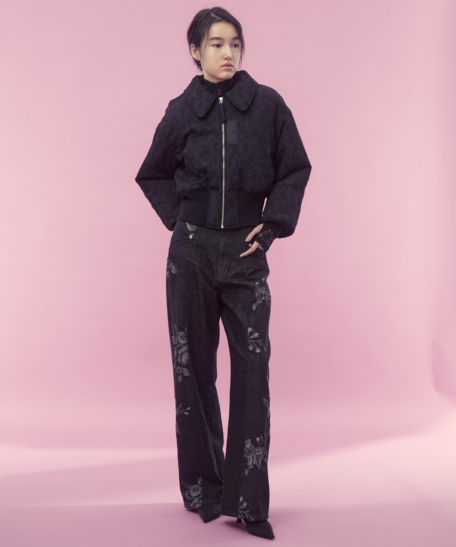 Floral jacquard bomber jacket FETICO
