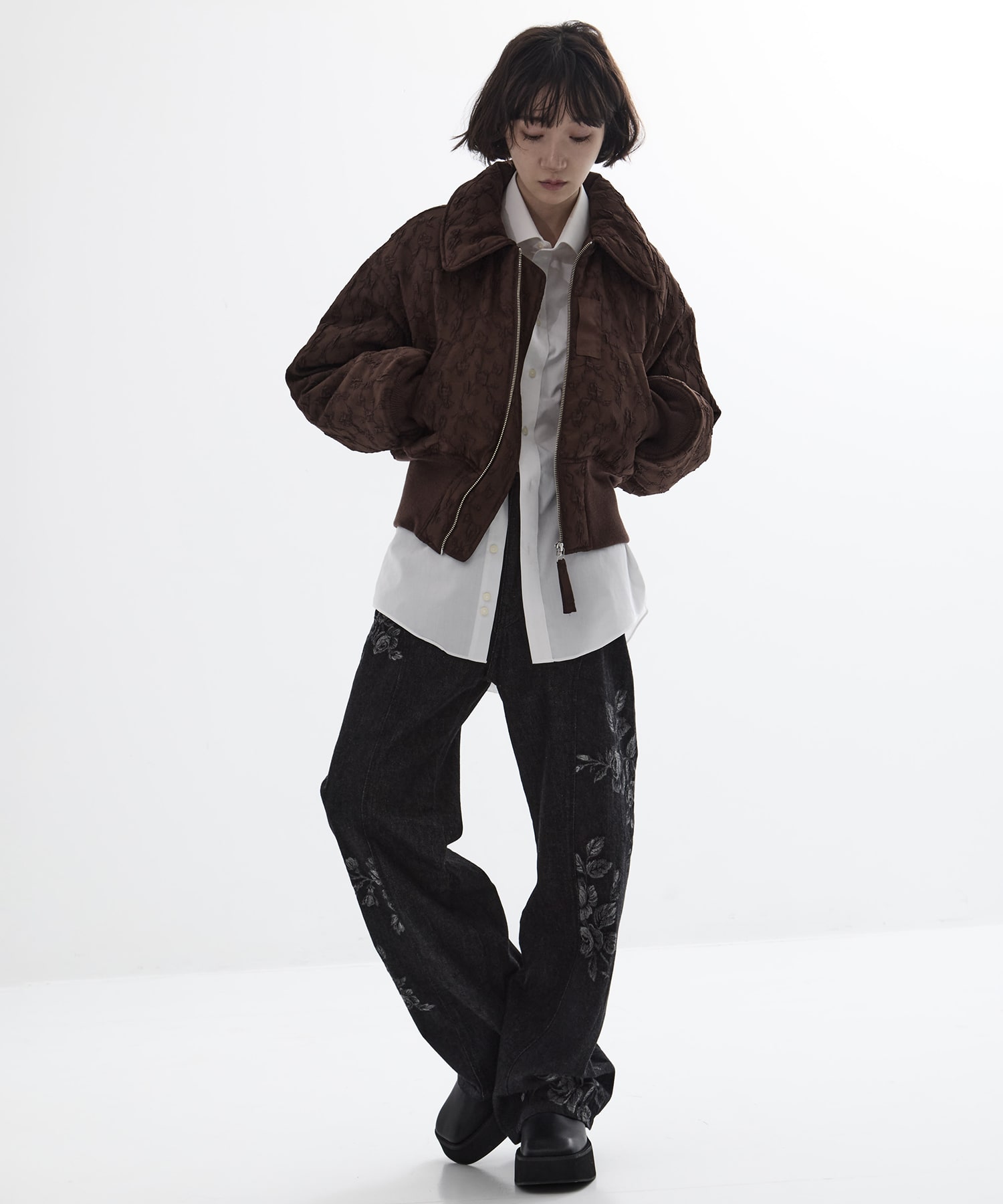 Floral jacquard bomber jacket FETICO