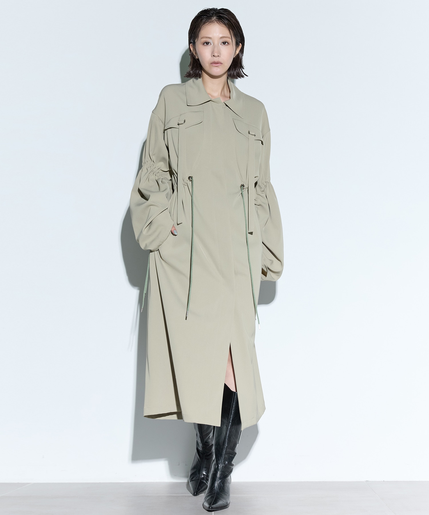 Gathered sleeve military coat MURRAL