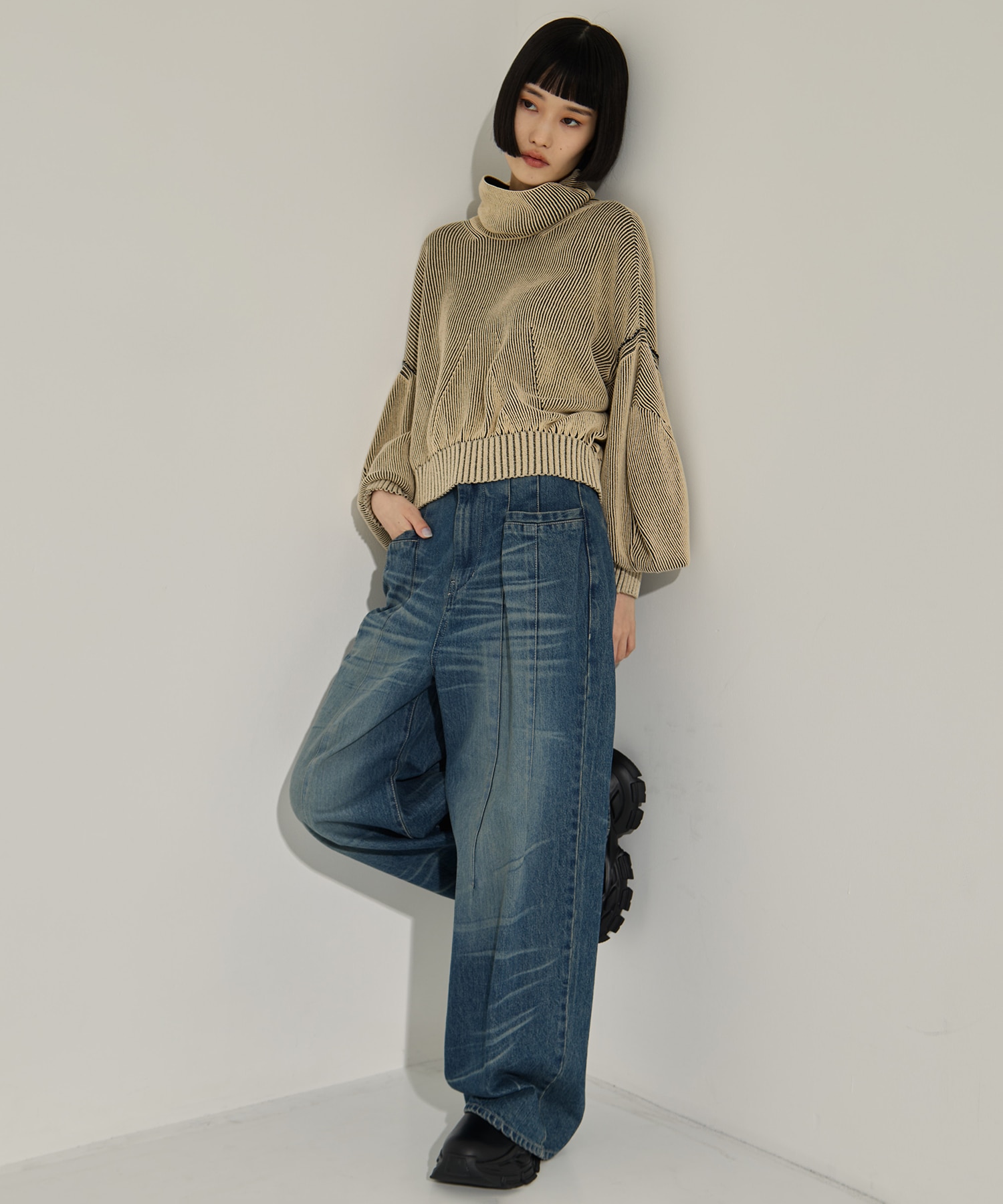 別注Dual face knit AKIKOAOKI