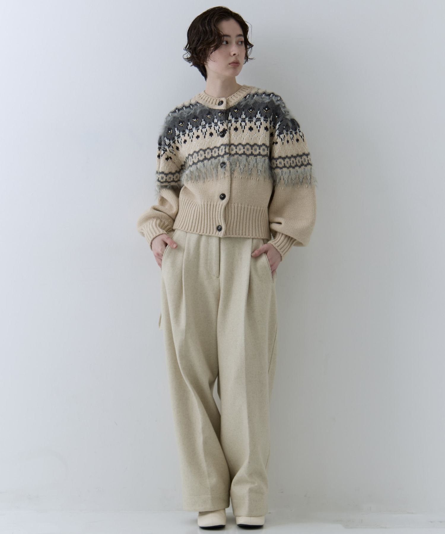 UND 2WAY LADY NORDIC KNIT CARDIGAN AMERI