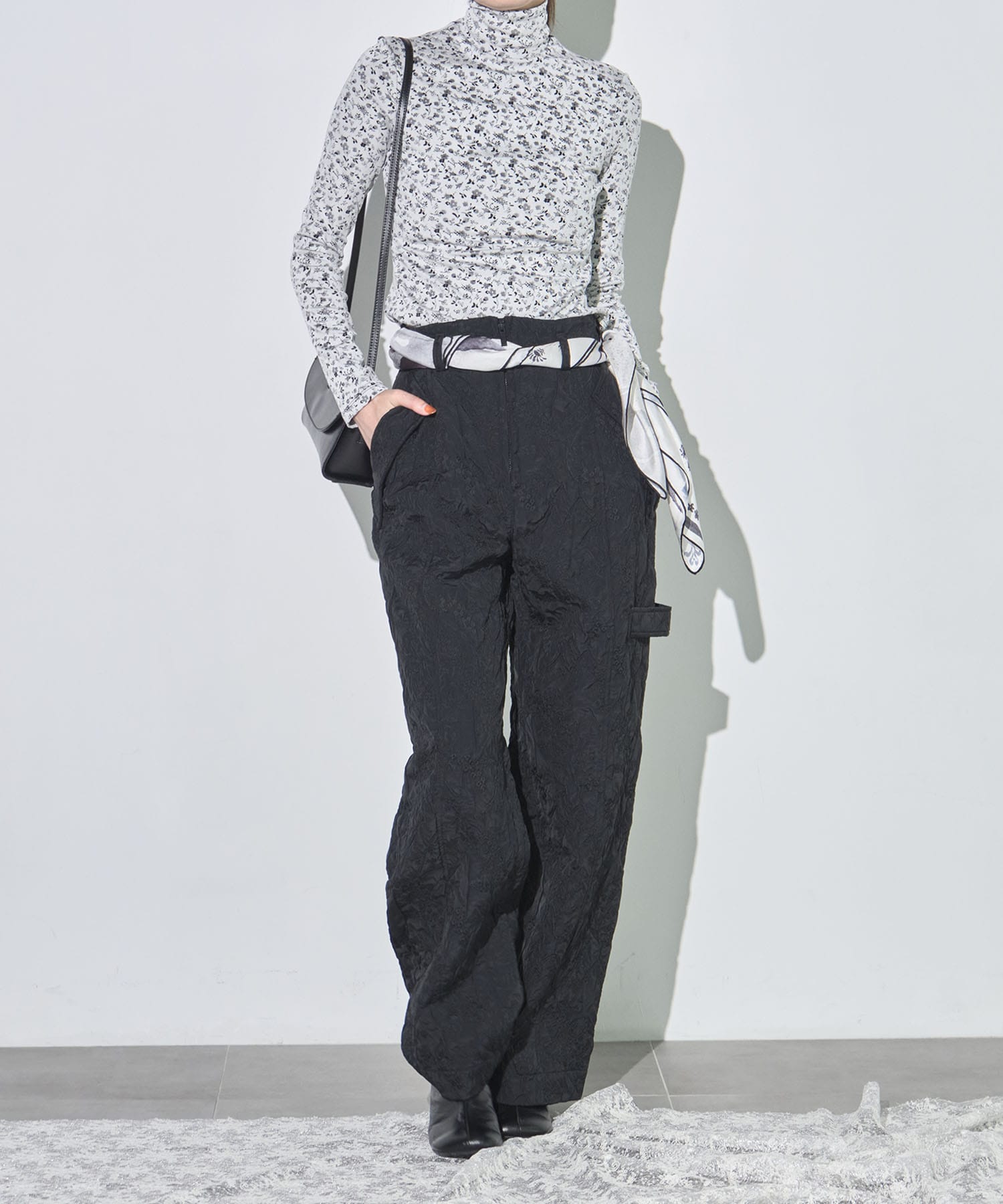 Floral Jacquard Triple Cloth High Waisted Trousers Mame Kurogouchi