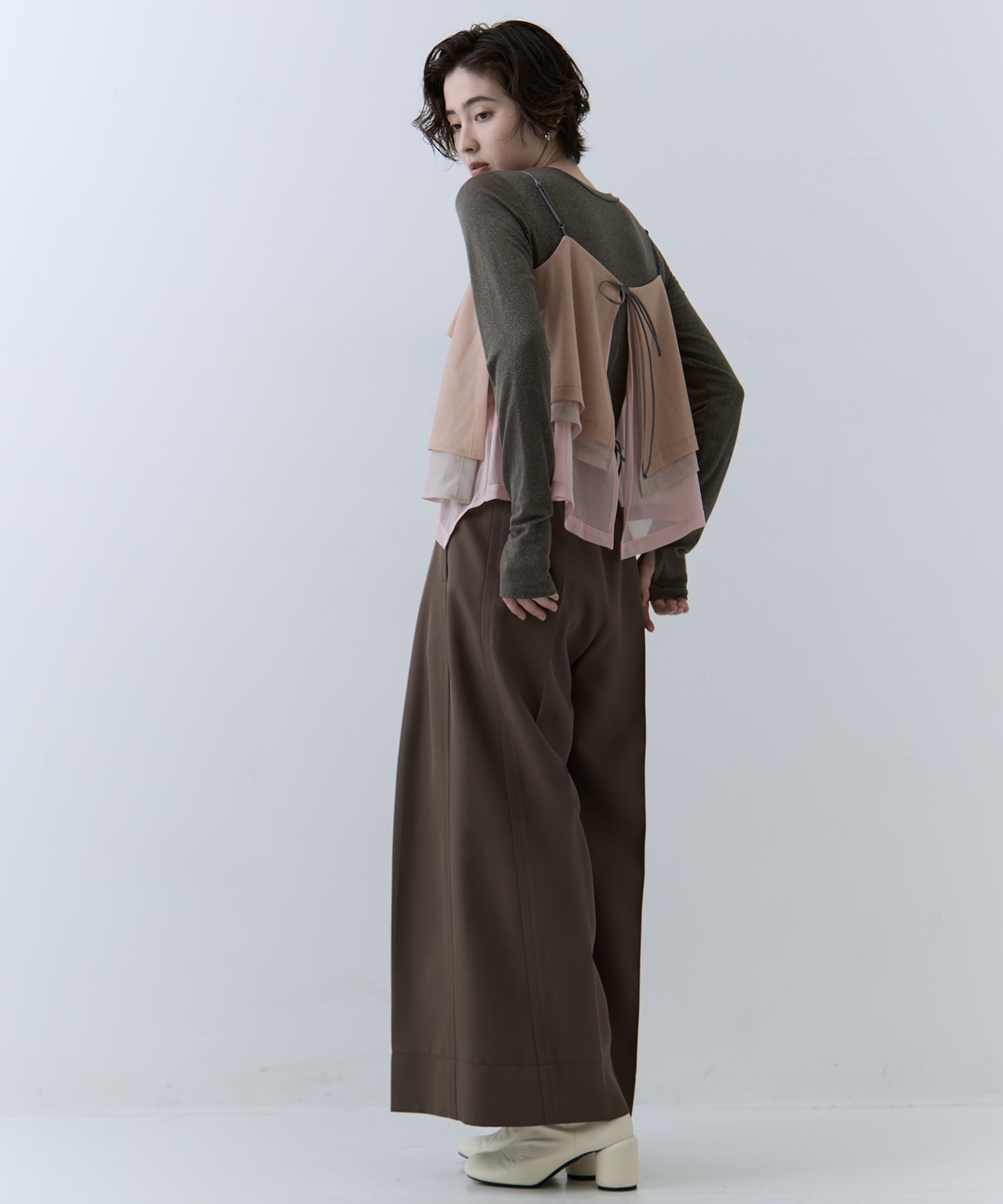 Asymmetric Tucked Flare Trousers STUDIOUS