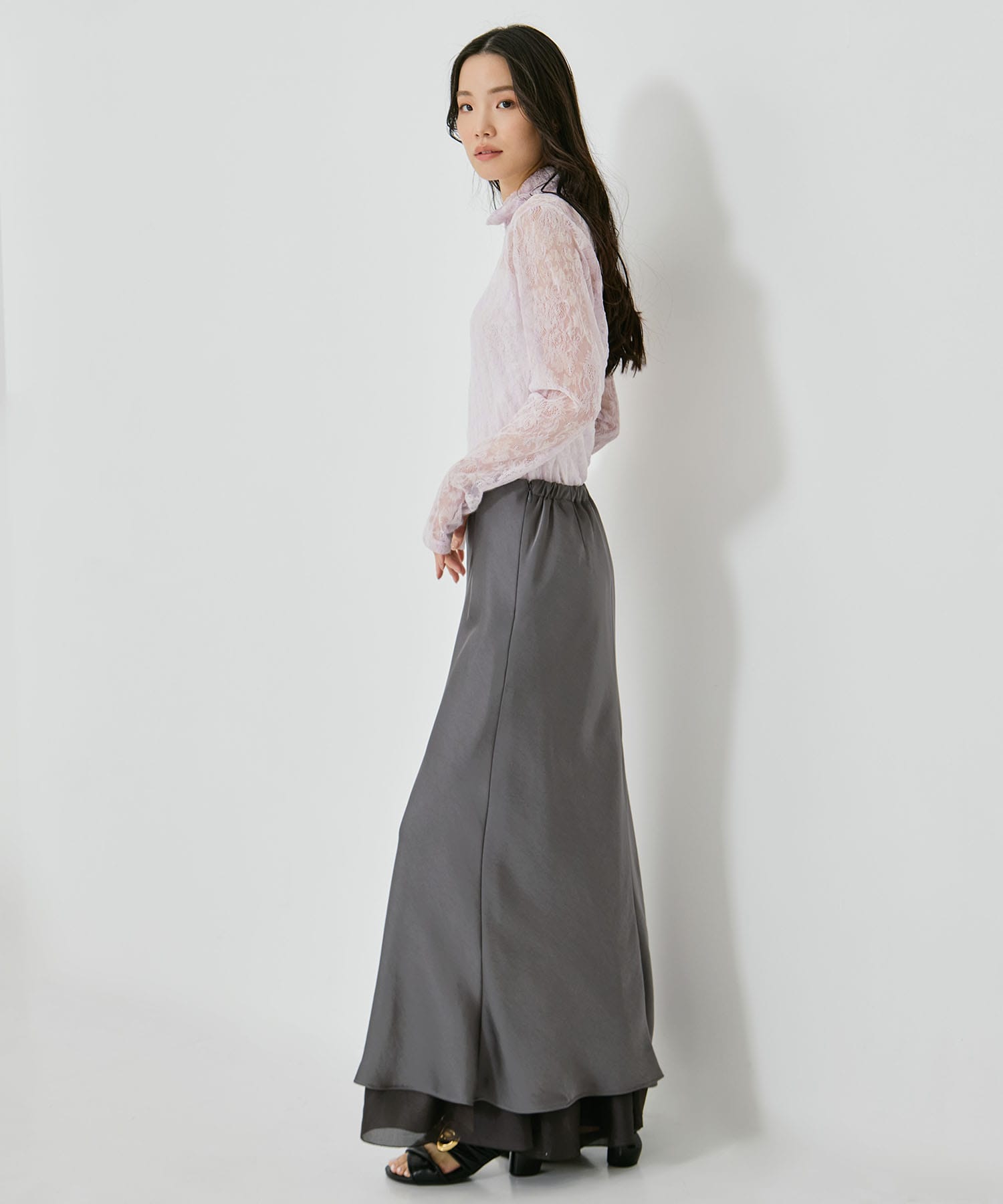 LAYERED SATIN MERMAID SKIRT STUDIOUS
