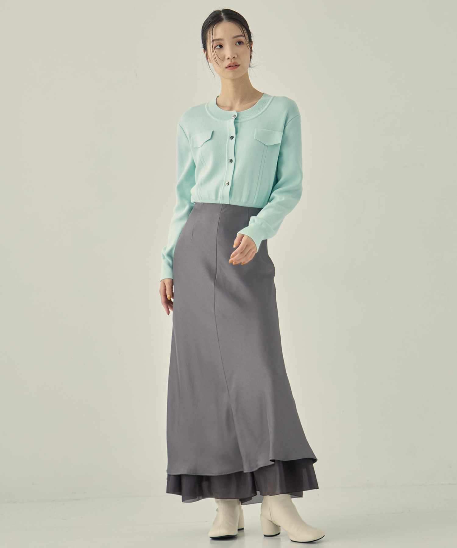 LAYERED SATIN MERMAID SKIRT STUDIOUS