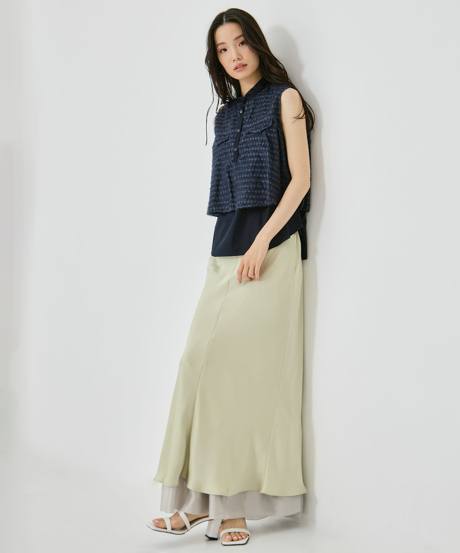 LAYERED SATIN MERMAID SKIRT STUDIOUS