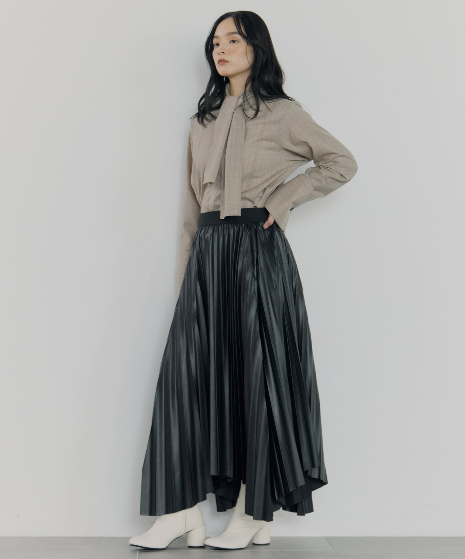 Faux Leather Pleated SK STUDIOUS