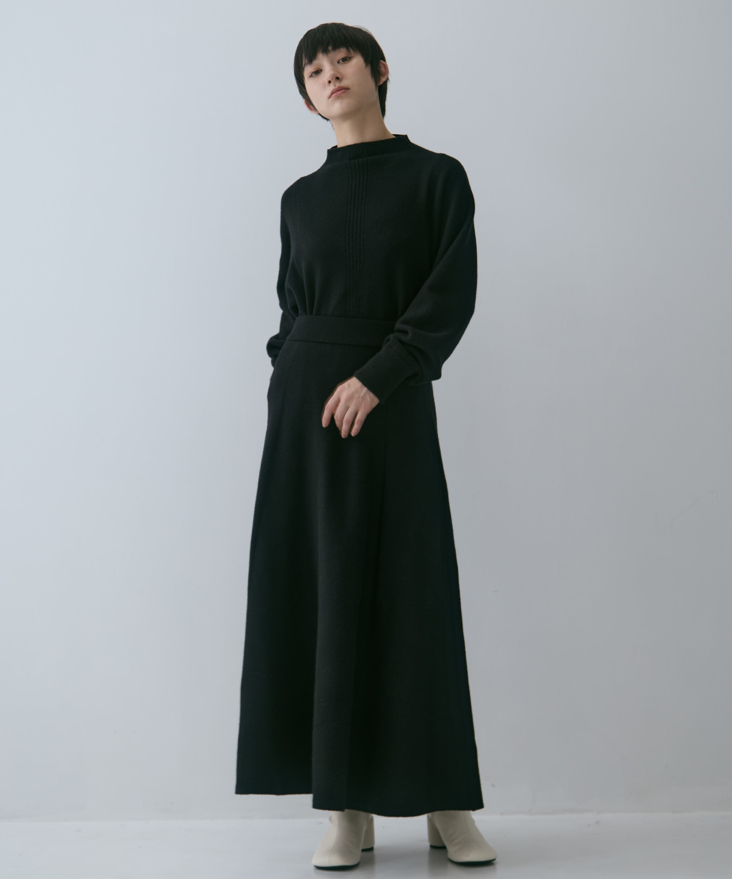 別注 CASHMERE FLARE LONG SKIRT WRAPINKNOT