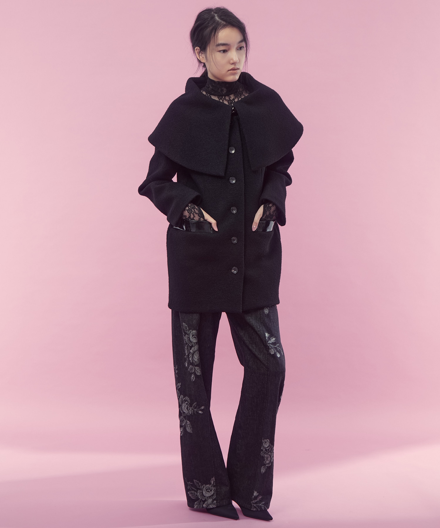 Boucle wool cape coat FETICO