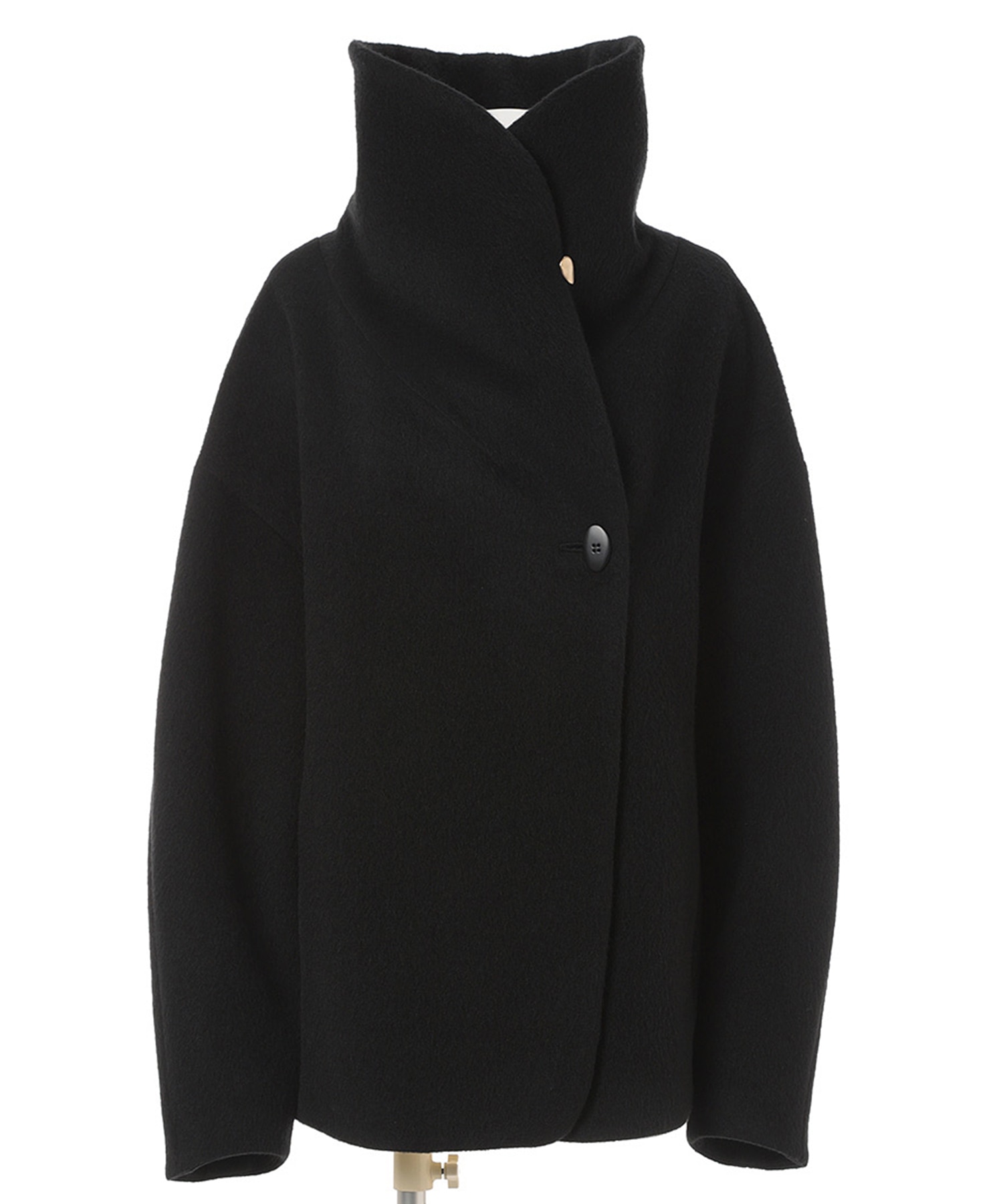 Wool Arupaka Shawl Collar Short Cort Mame Kurogouchi