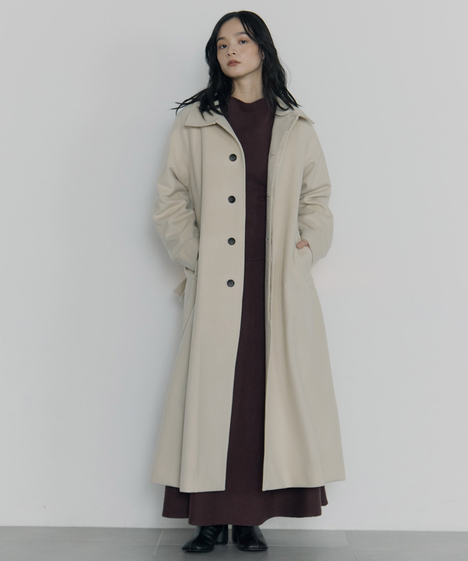 別注スタンドカラーロングコート Dessin de mode