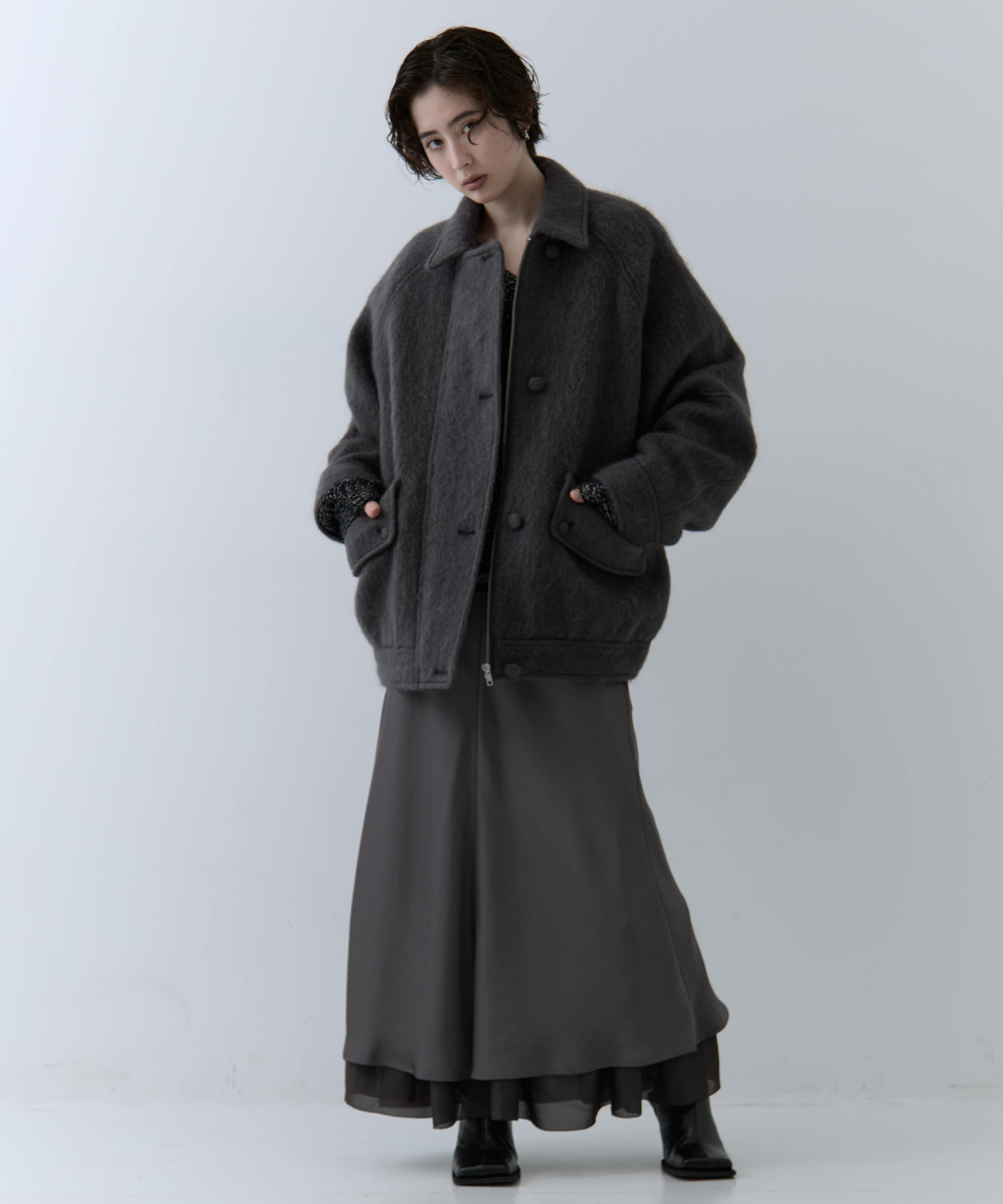 UND MOHAIR SHAGGY FLIGHT JACKET AMERI