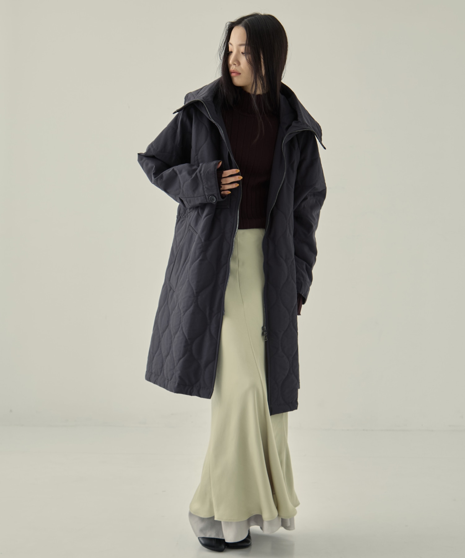 リサイクル60/40クロスキルティングフーディー VACHEMENT