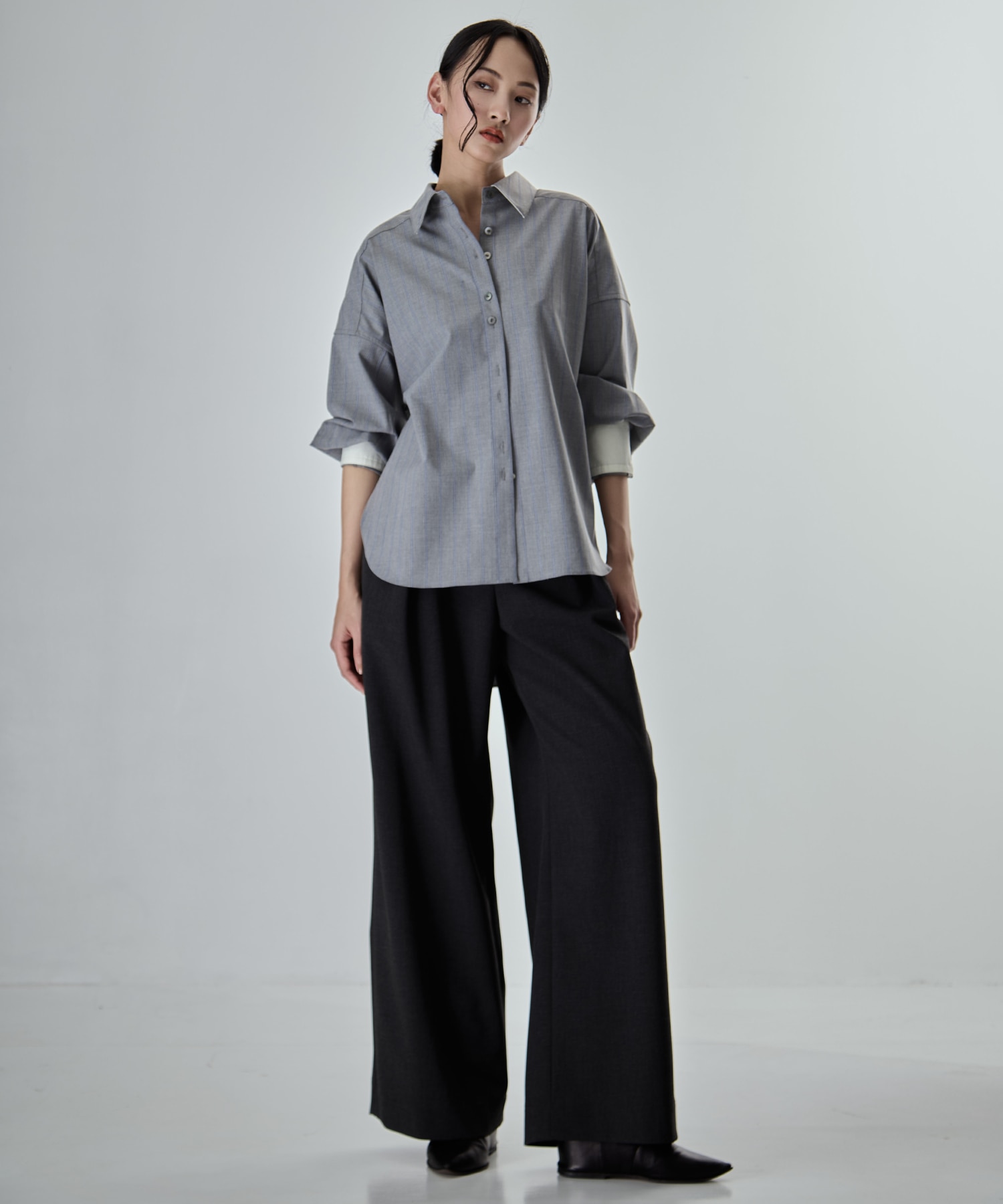 Wide Stripe 2way Shirt STUDIOUS