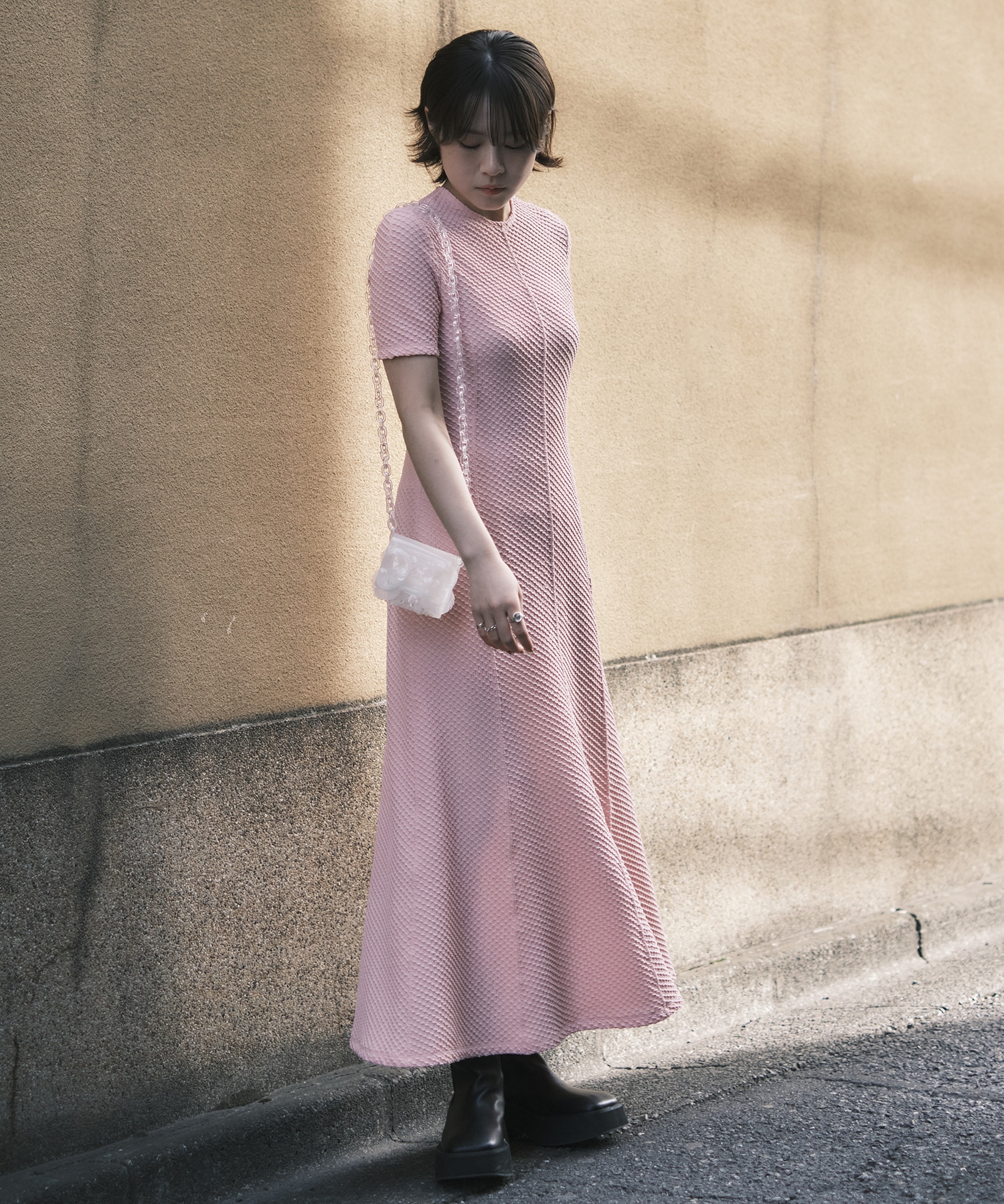 Shirring Jersey Jacquard Dress Mame Kurogouchi
