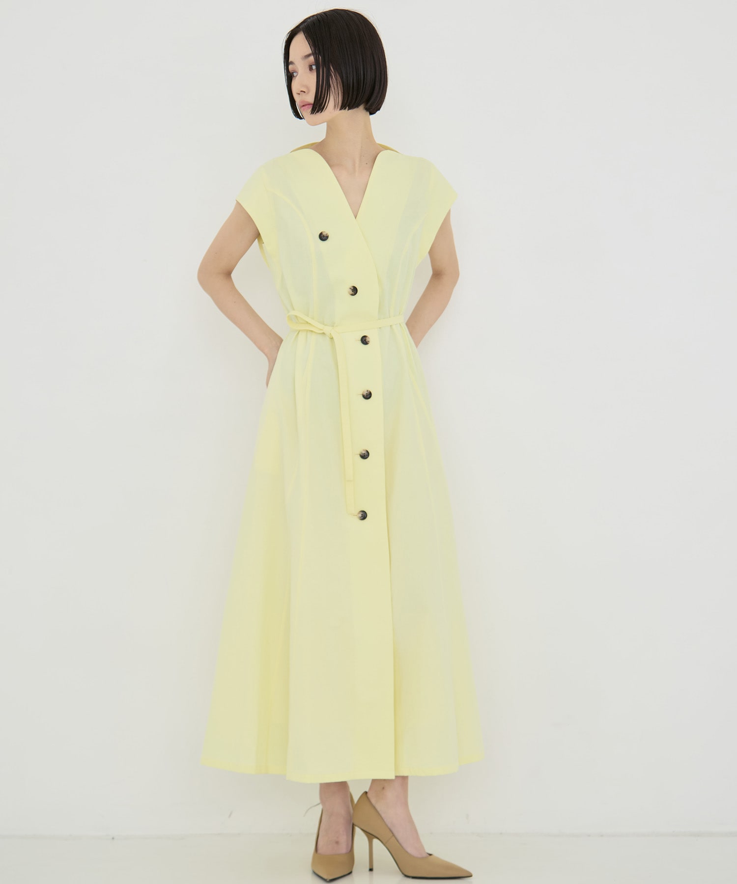 Sesilia asymmetry panel dress AKIRANAKA