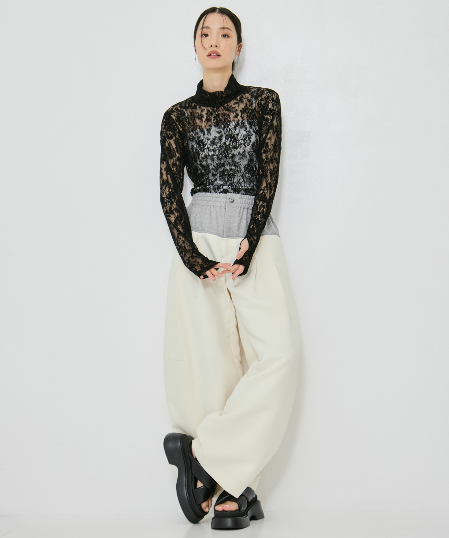 Stretch Flocky Lace Top STUDIOUS