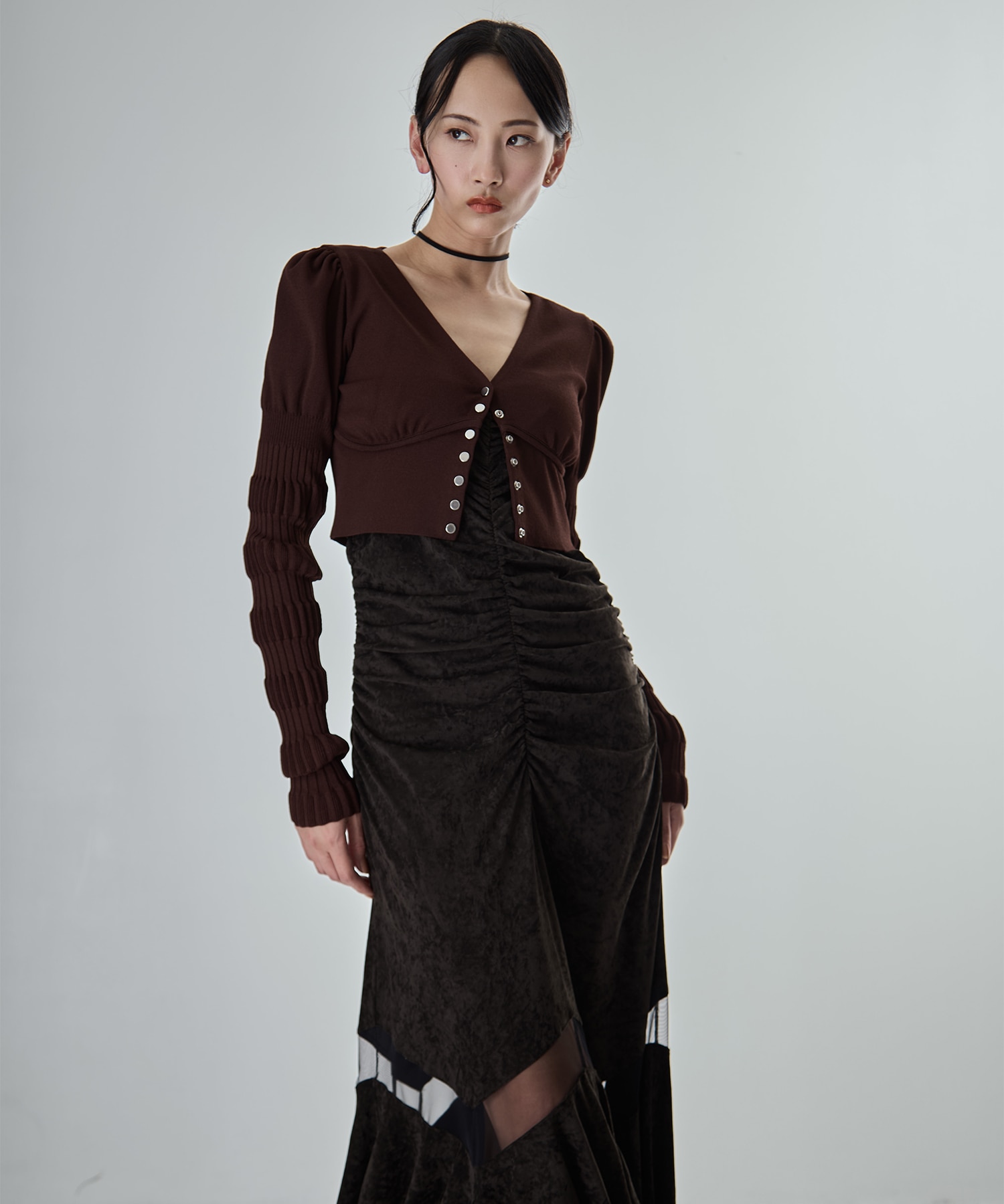 別注 STRIPE KNIT SHORT CARDIGAN FETICO