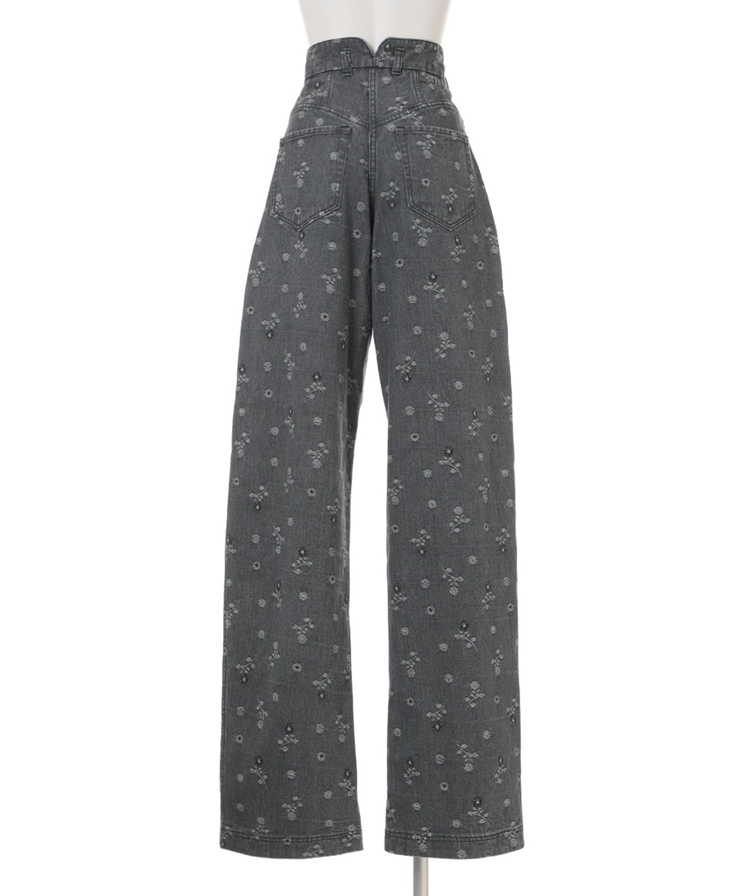 Floral Jacquard High Waisted Denim Trousers Mame Kurogouchi