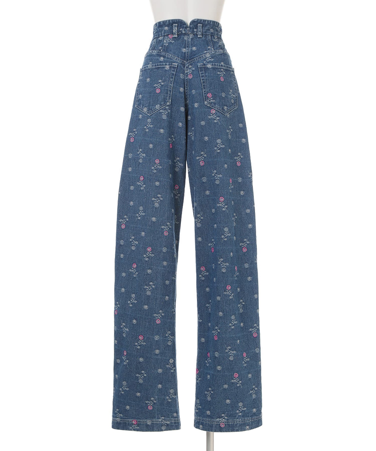 Floral Jacquard High Waisted Denim Trousers Mame Kurogouchi