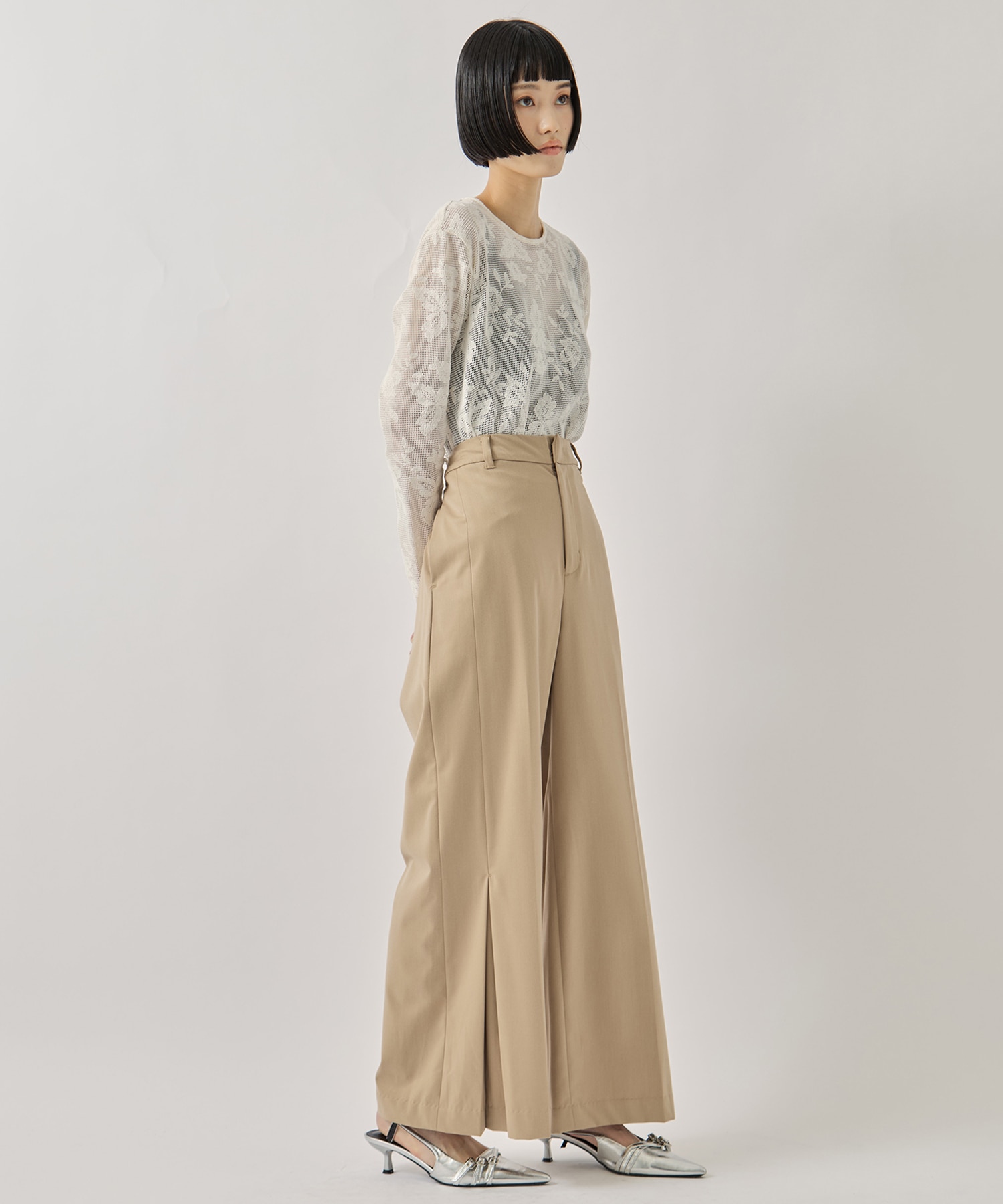 HEM TUCK STRAIGHT WIDE PANTS AMERI