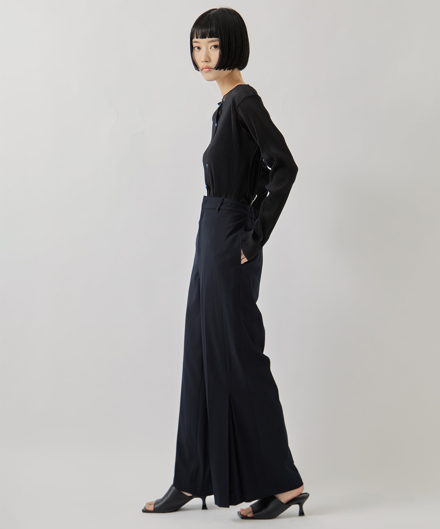 HEM TUCK STRAIGHT WIDE PANTS AMERI